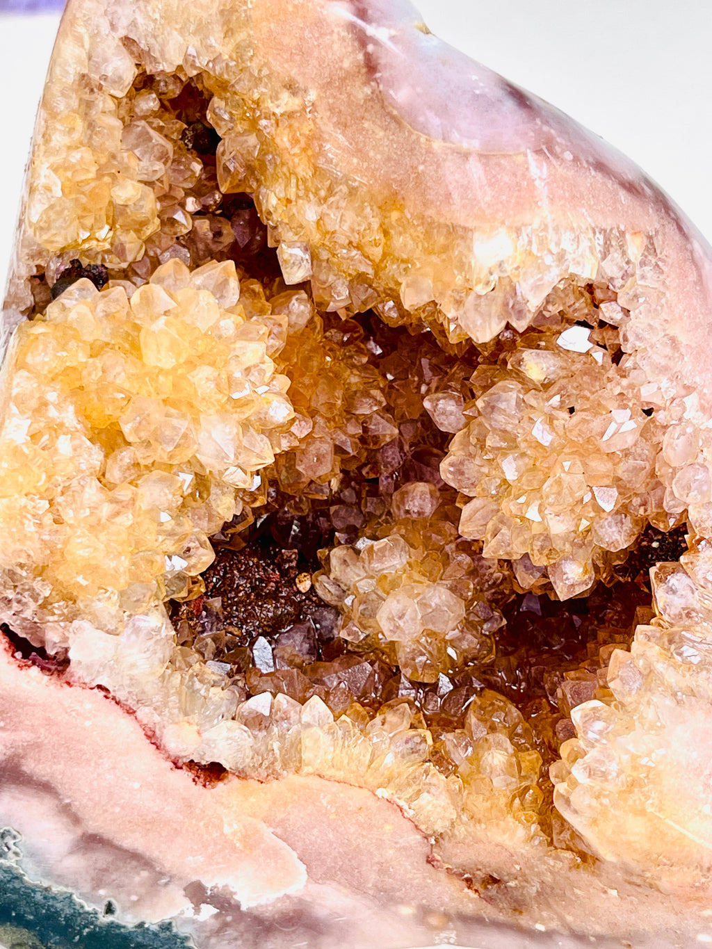 Natural Pink Amethyst Freeform with golden quartz flower 1.3kg