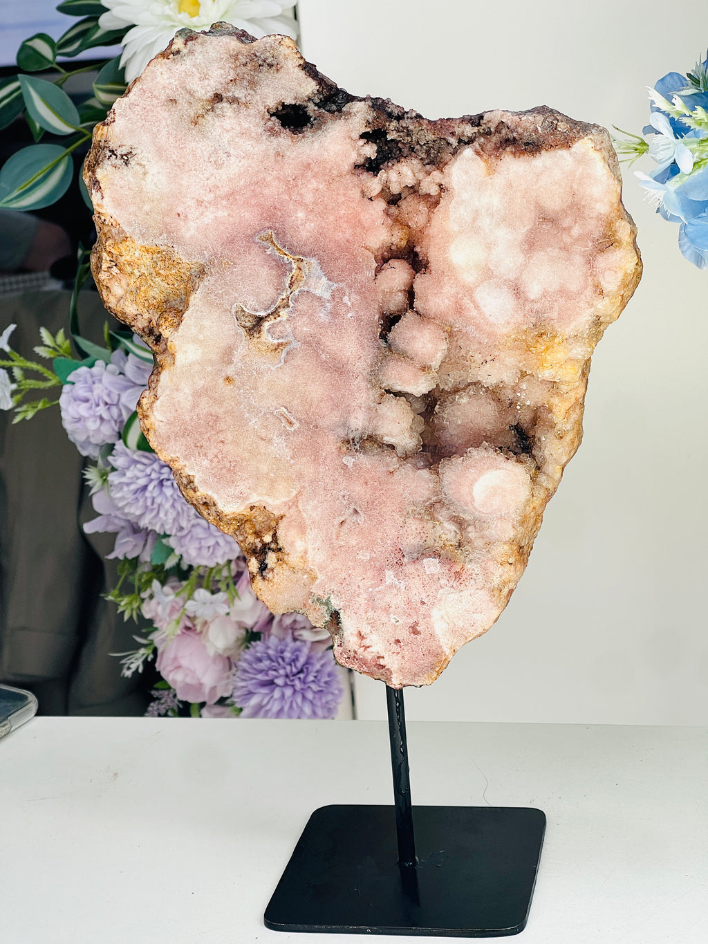 Pink Amethyst Slab, 2.57kg Dreamy Rough Pink Amethyst Druzy Slabs, Pink Amethyst Crystal,Crystal Gift,Home decor