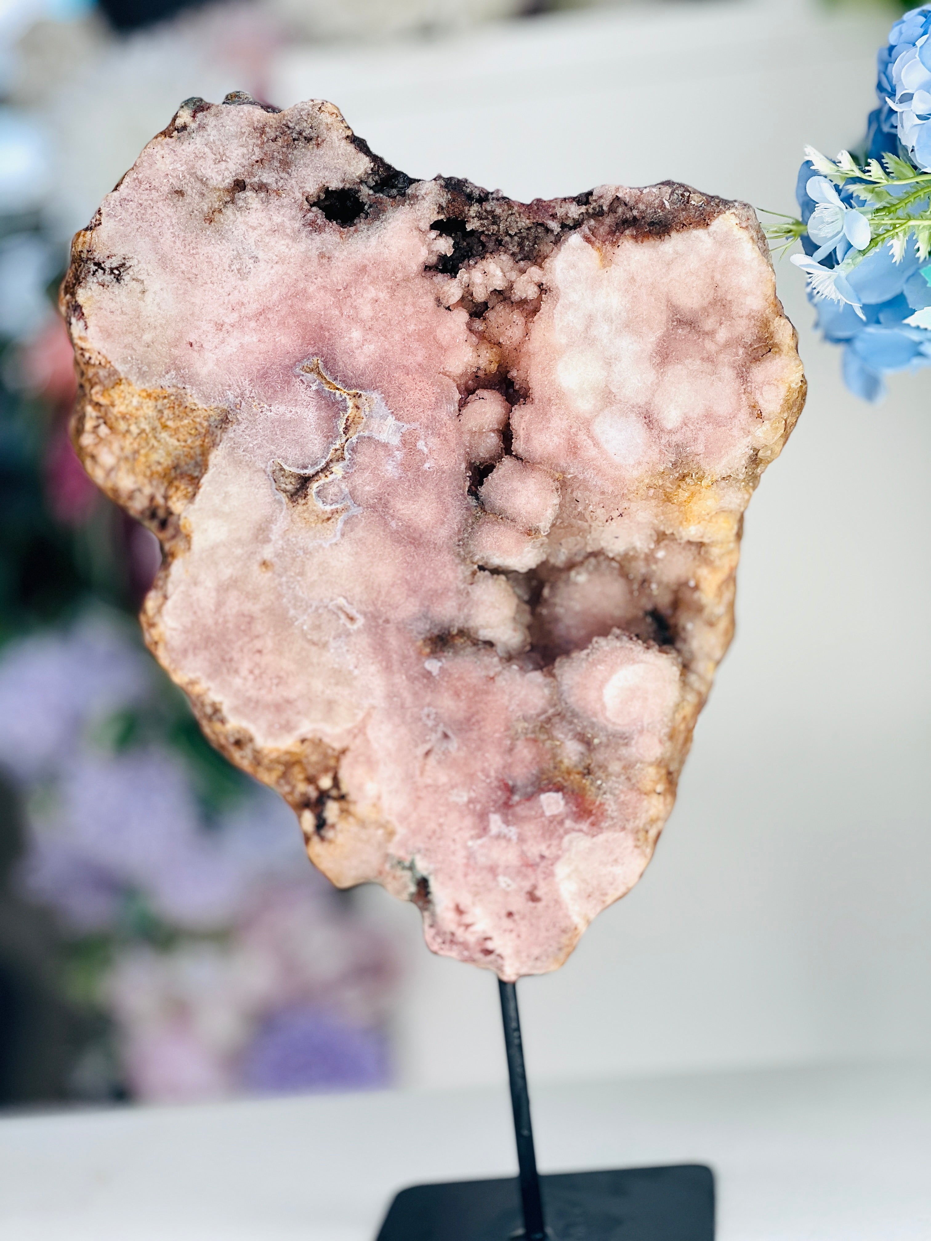 Pink Amethyst Slab, 2.57kg Dreamy Rough Pink Amethyst Druzy Slabs, Pink Amethyst Crystal,Crystal Gift,Home decor
