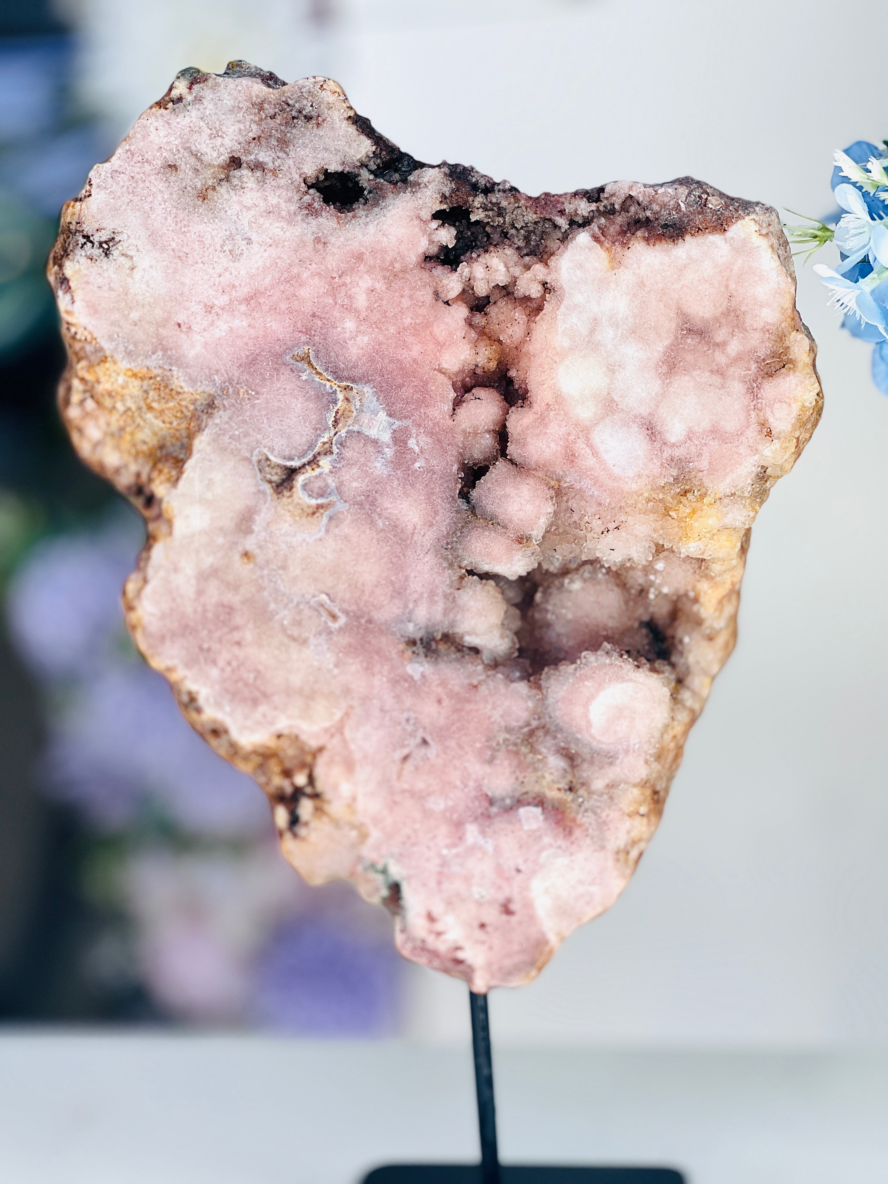 Pink Amethyst Slab, 2.57kg Dreamy Rough Pink Amethyst Druzy Slabs, Pink Amethyst Crystal,Crystal Gift,Home decor