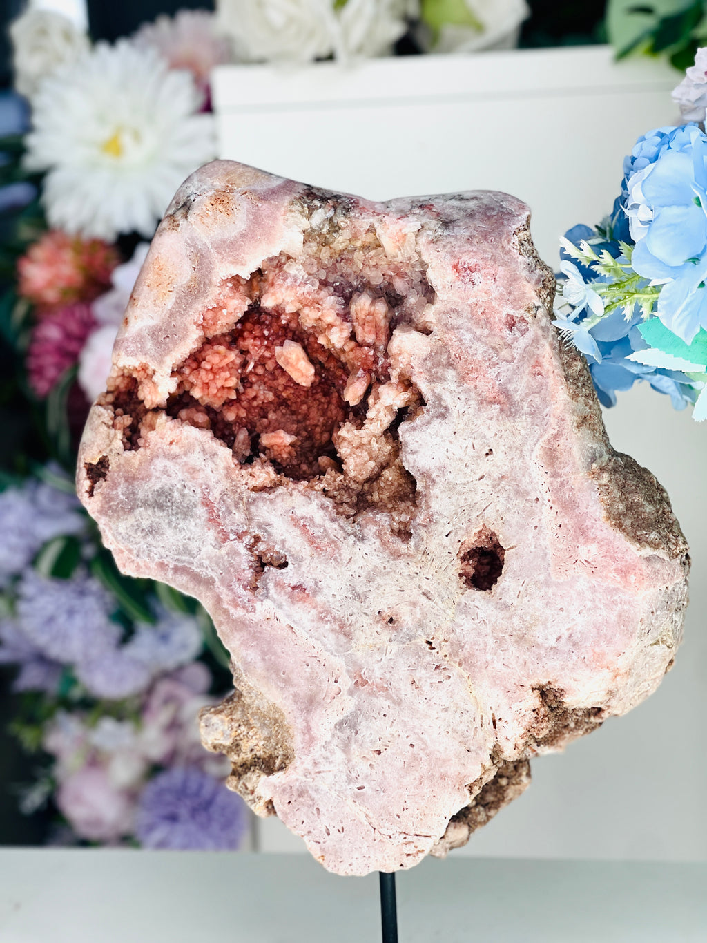 Pink Amethyst Slab, 3.8kg Dreamy Rough Pink Amethyst Druzy Slabs, Pink Amethyst Crystal,Crystal Gift,Home decor
