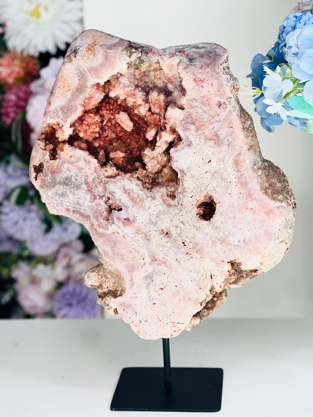 Pink Amethyst Slab, 3.8kg Dreamy Rough Pink Amethyst Druzy Slabs, Pink Amethyst Crystal,Crystal Gift,Home decor