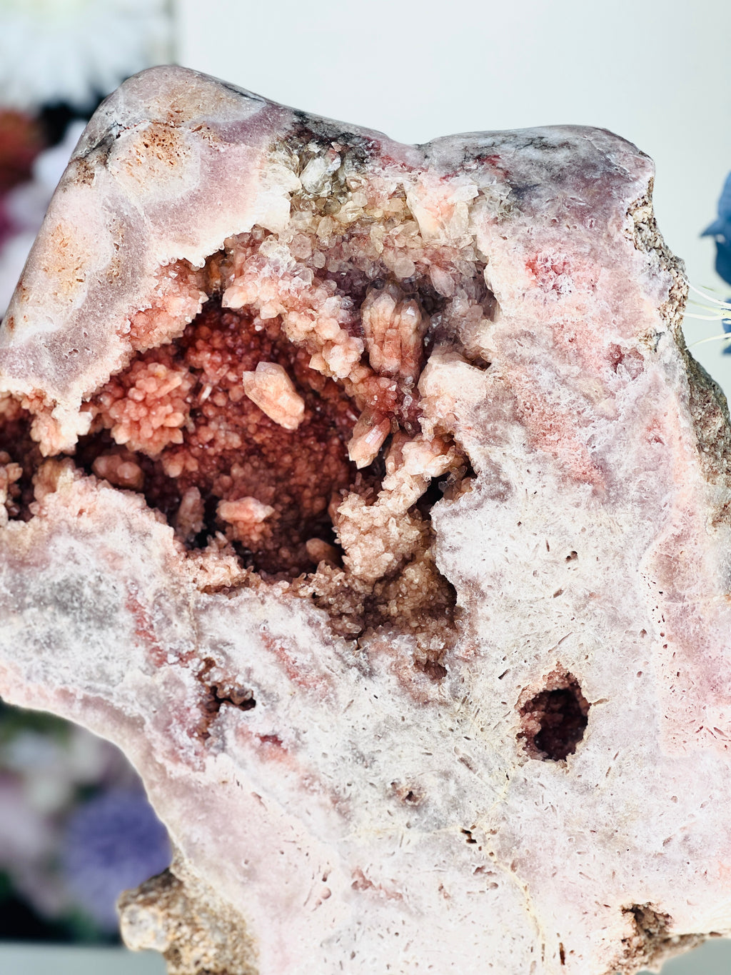 Pink Amethyst Slab, 3.8kg Dreamy Rough Pink Amethyst Druzy Slabs, Pink Amethyst Crystal,Crystal Gift,Home decor