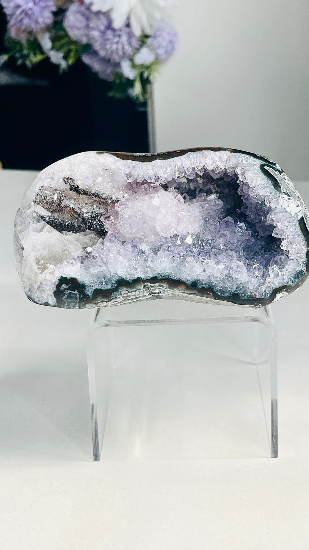 Uruguay Amethyst Geode with  Calcite