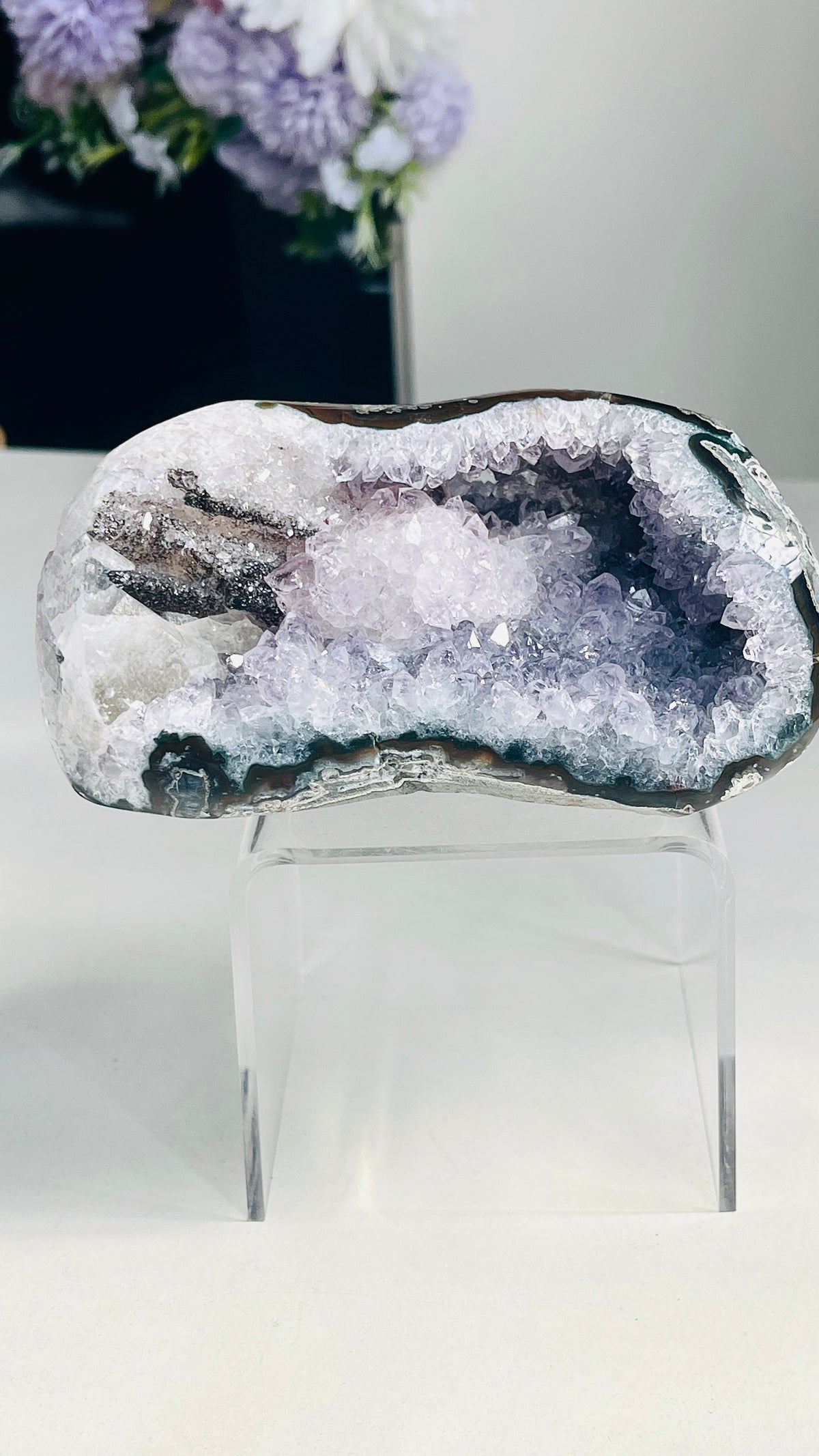 Uruguay Amethyst Geode with  Calcite