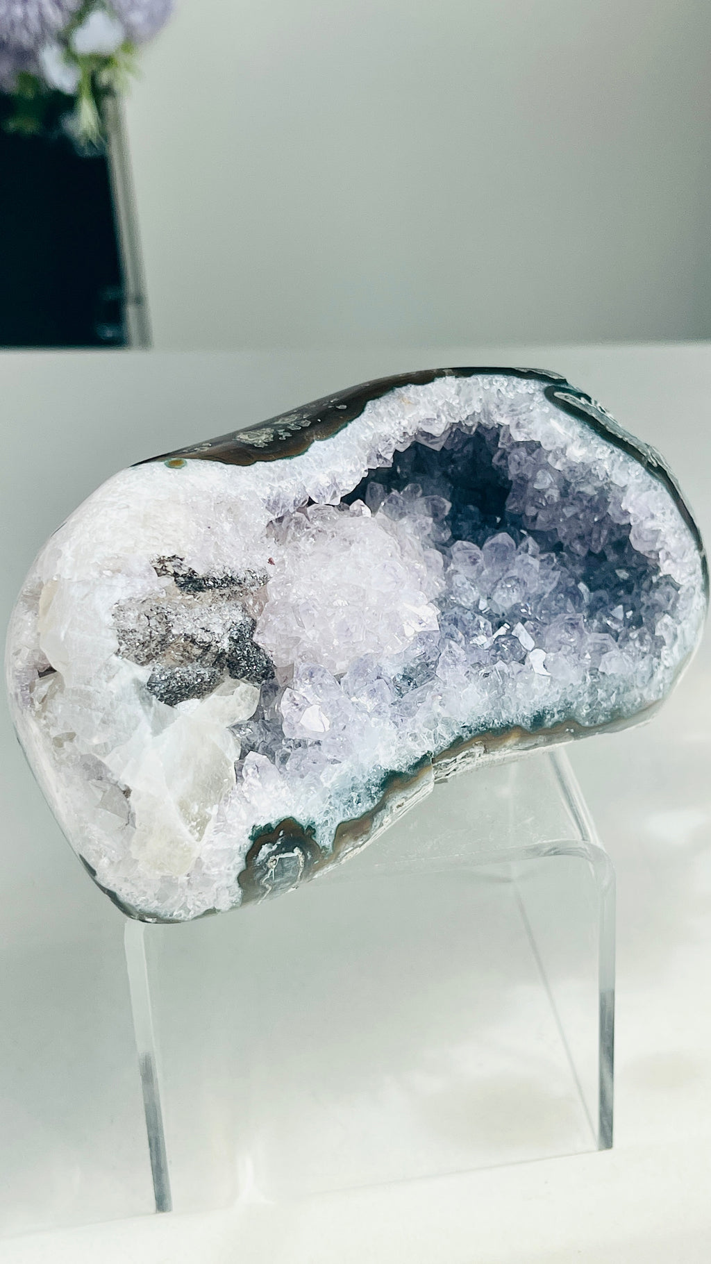 Uruguay Amethyst Geode with  Calcite