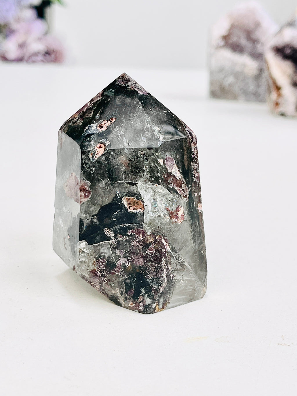 Unique Lodolite Quartz , Natural Brazilian Lodolite Quartz Point, Crystal Gift, Garden Quartz