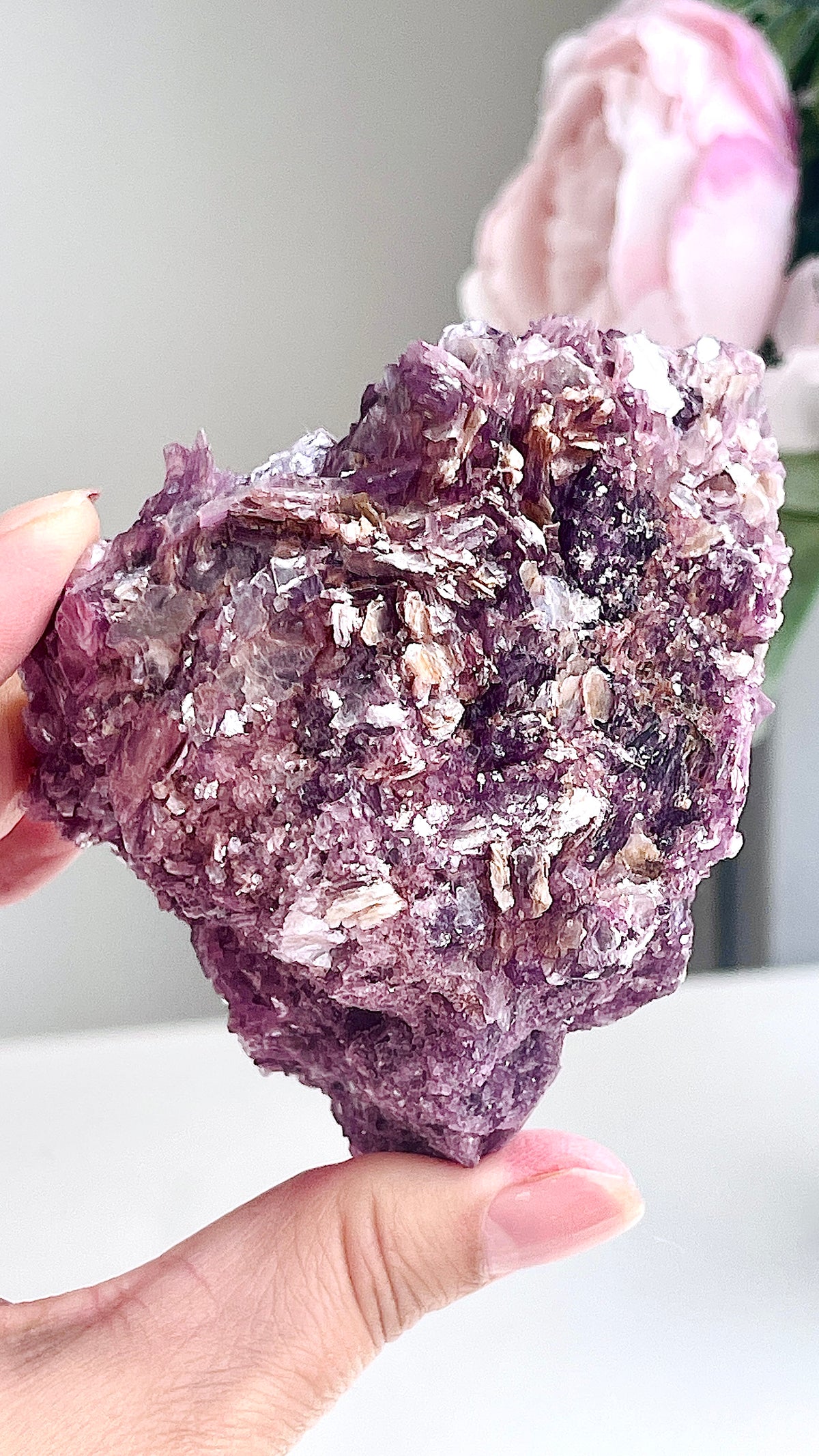 Pink Lepidolite Mineral Specimen from Brazil, 327 g