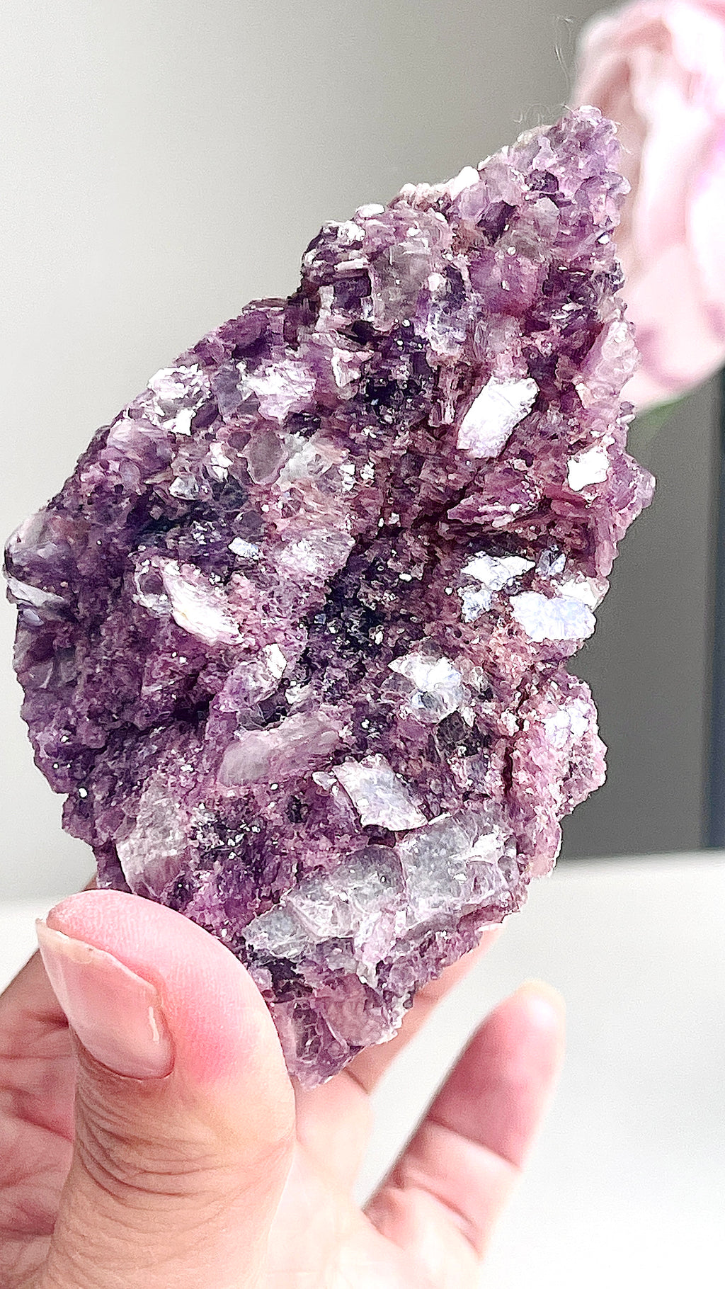 Pink Lepidolite Mineral Specimen from Brazil, 327 g