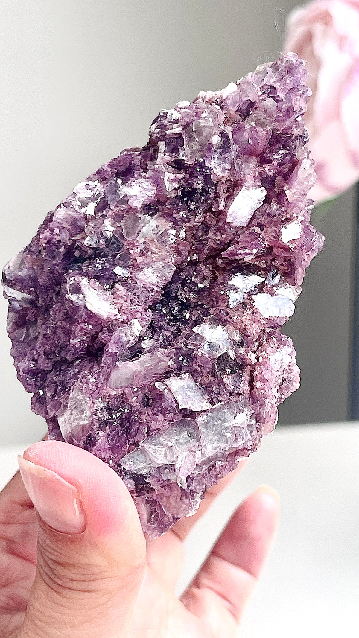 Pink Lepidolite Mineral Specimen from Brazil, 327 g