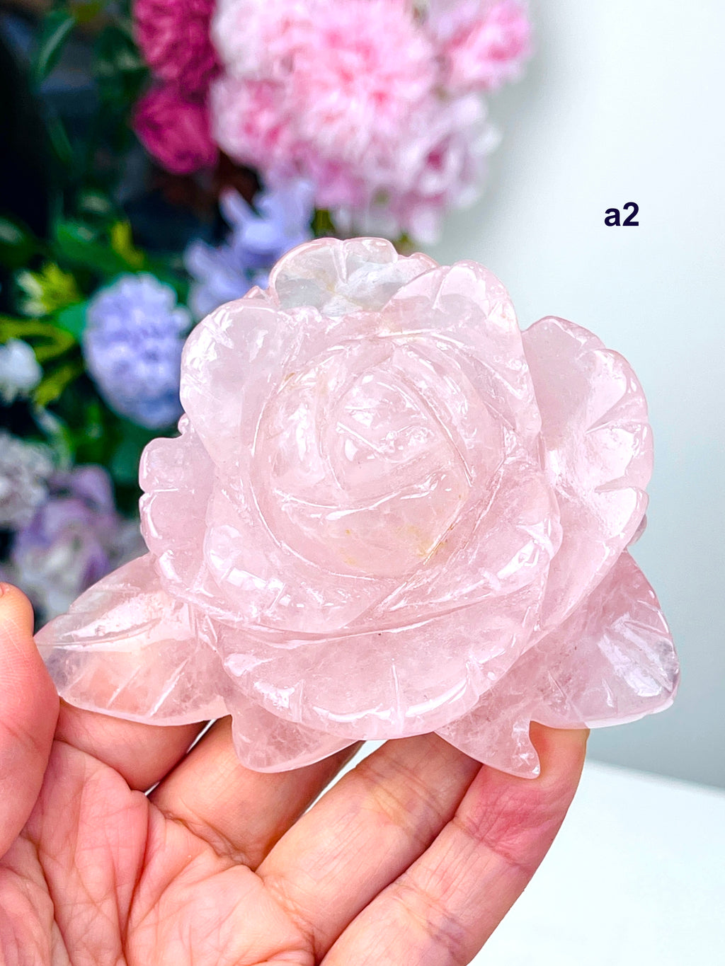 Hand-Carved Rose Quartz Crystal Flower | Heart Chakra Healing Stone | Unique Crystal Gift for Love, Harmony & Home Décor