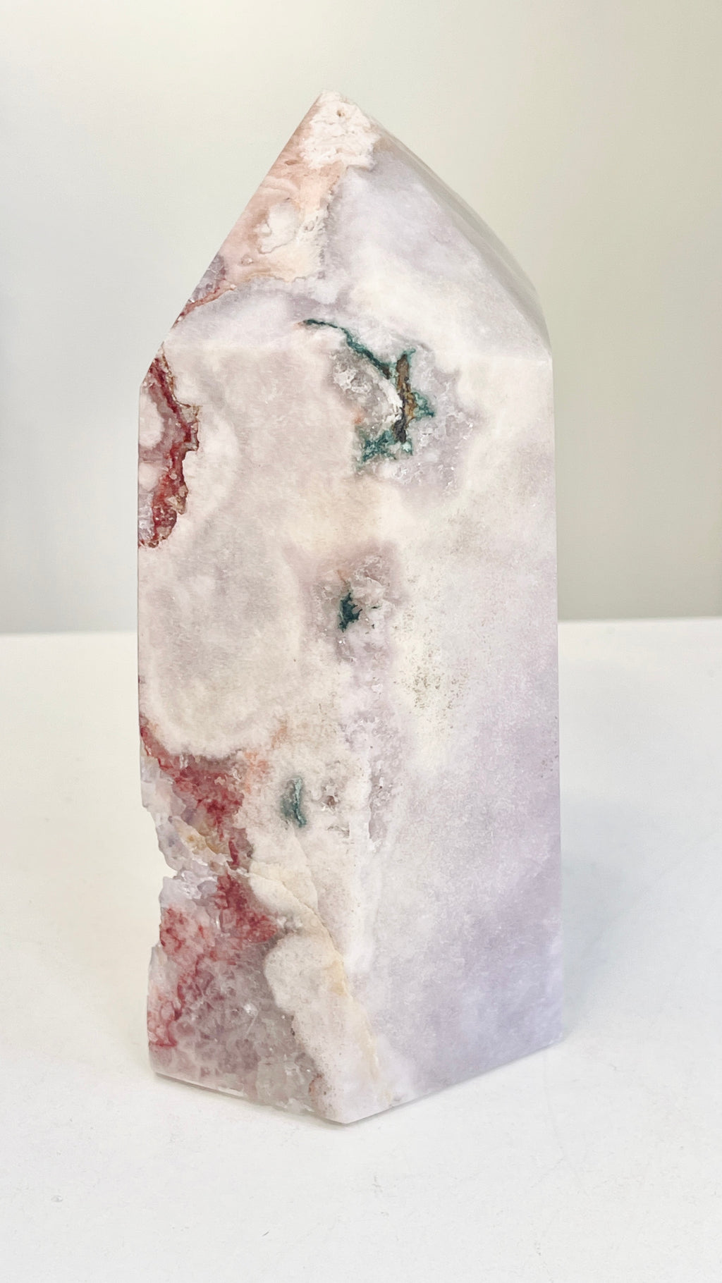 Pink Amethyst Druzy Tower with Lilac Cave & Hematite, 2.455kg