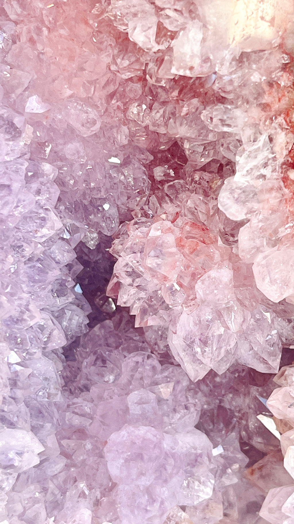 Pink Amethyst Druzy Tower with Lilac Cave & Hematite, 2.455kg