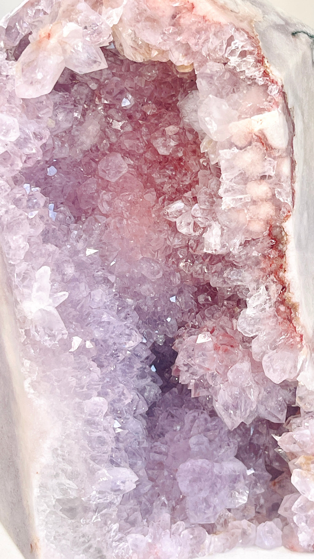 Pink Amethyst Druzy Tower with Lilac Cave & Hematite, 2.455kg