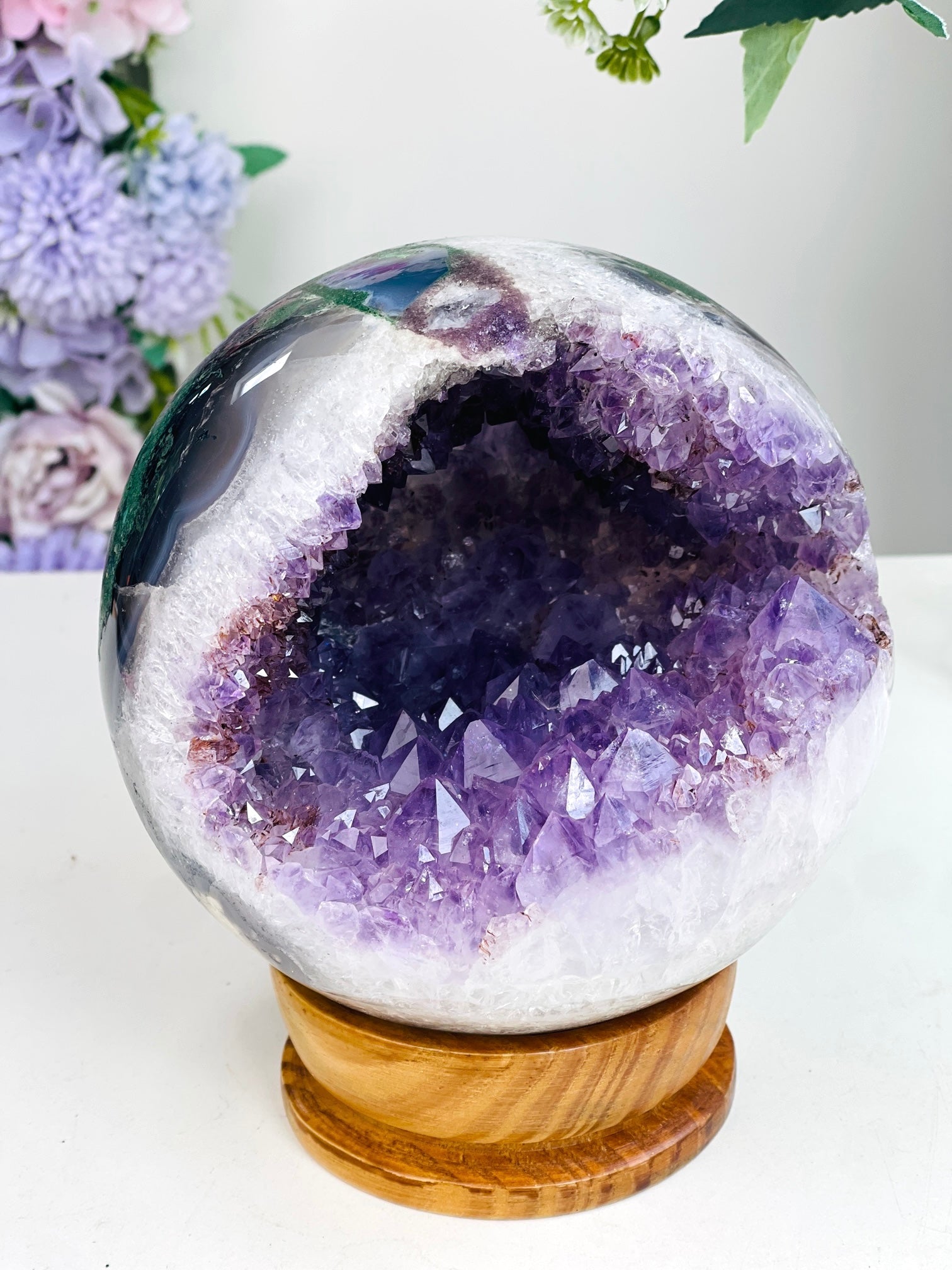 Amethyst Druzy Geode Sphere, Statement Natural Druzy Amethyst Sphere, unique gift, Crystal gift, Home Decor