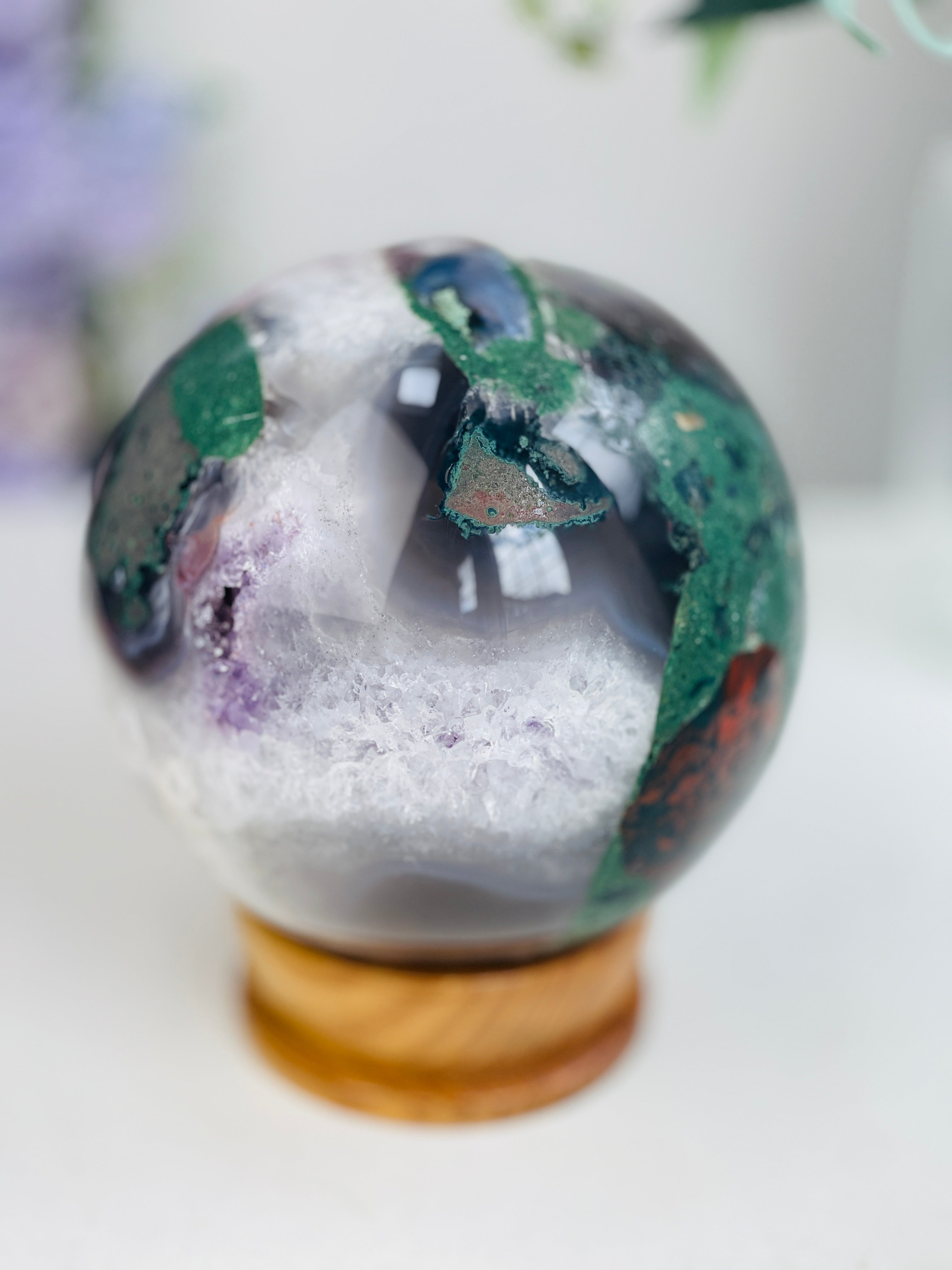 Amethyst Druzy Geode Sphere, Statement Natural Druzy Amethyst Sphere, unique gift, Crystal gift, Home Decor