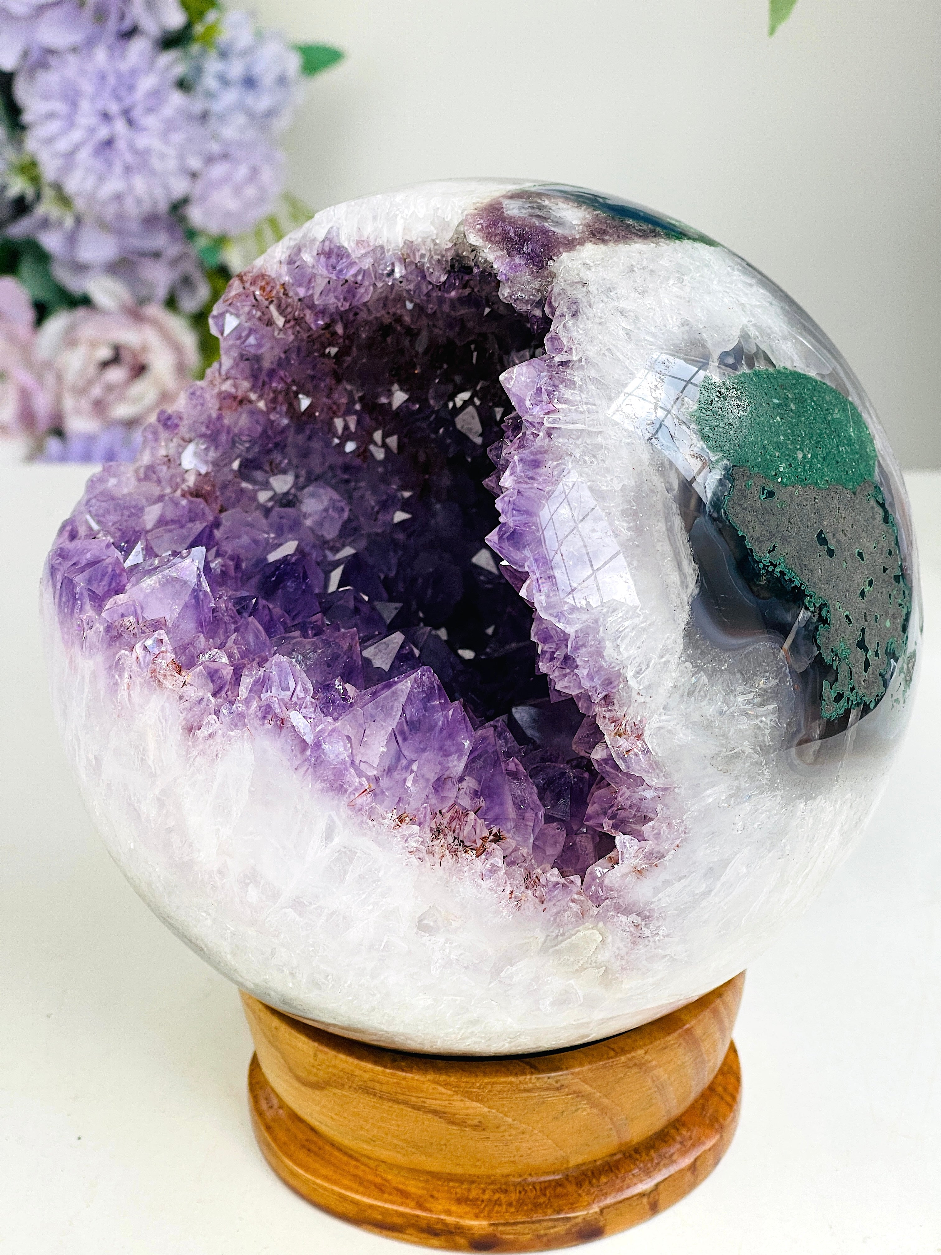 Amethyst Druzy Geode Sphere, Statement Natural Druzy Amethyst Sphere, unique gift, Crystal gift, Home Decor