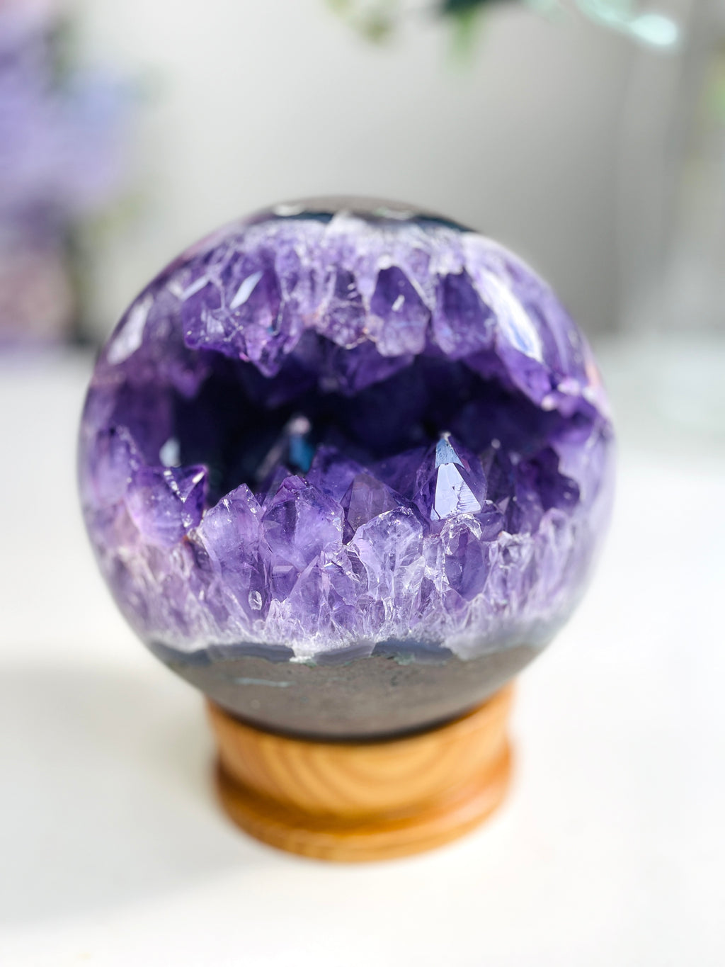 Amethyst Druzy Geode Sphere, Statement Natural Druzy Amethyst Sphere, unique gift, Crystal gift, Home Decor