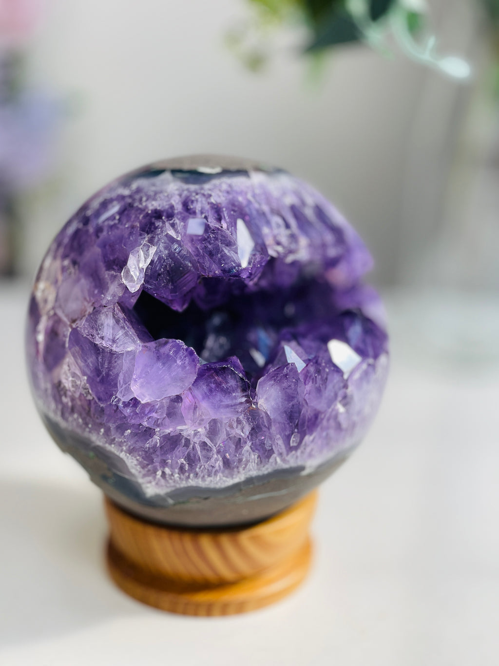 Amethyst Druzy Geode Sphere, Statement Natural Druzy Amethyst Sphere, unique gift, Crystal gift, Home Decor