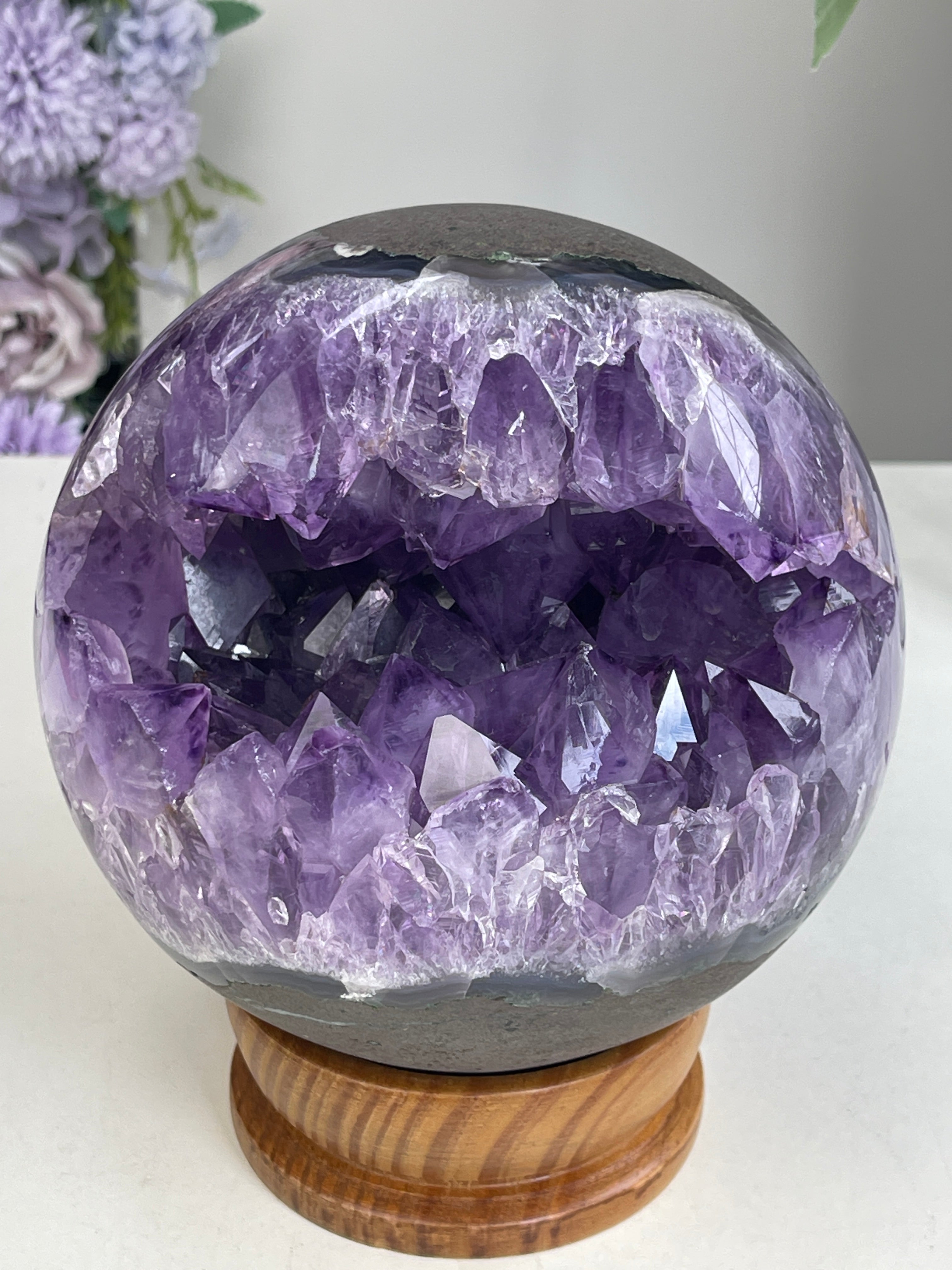 Amethyst Druzy Geode Sphere, Statement Natural Druzy Amethyst Sphere, unique gift, Crystal gift, Home Decor