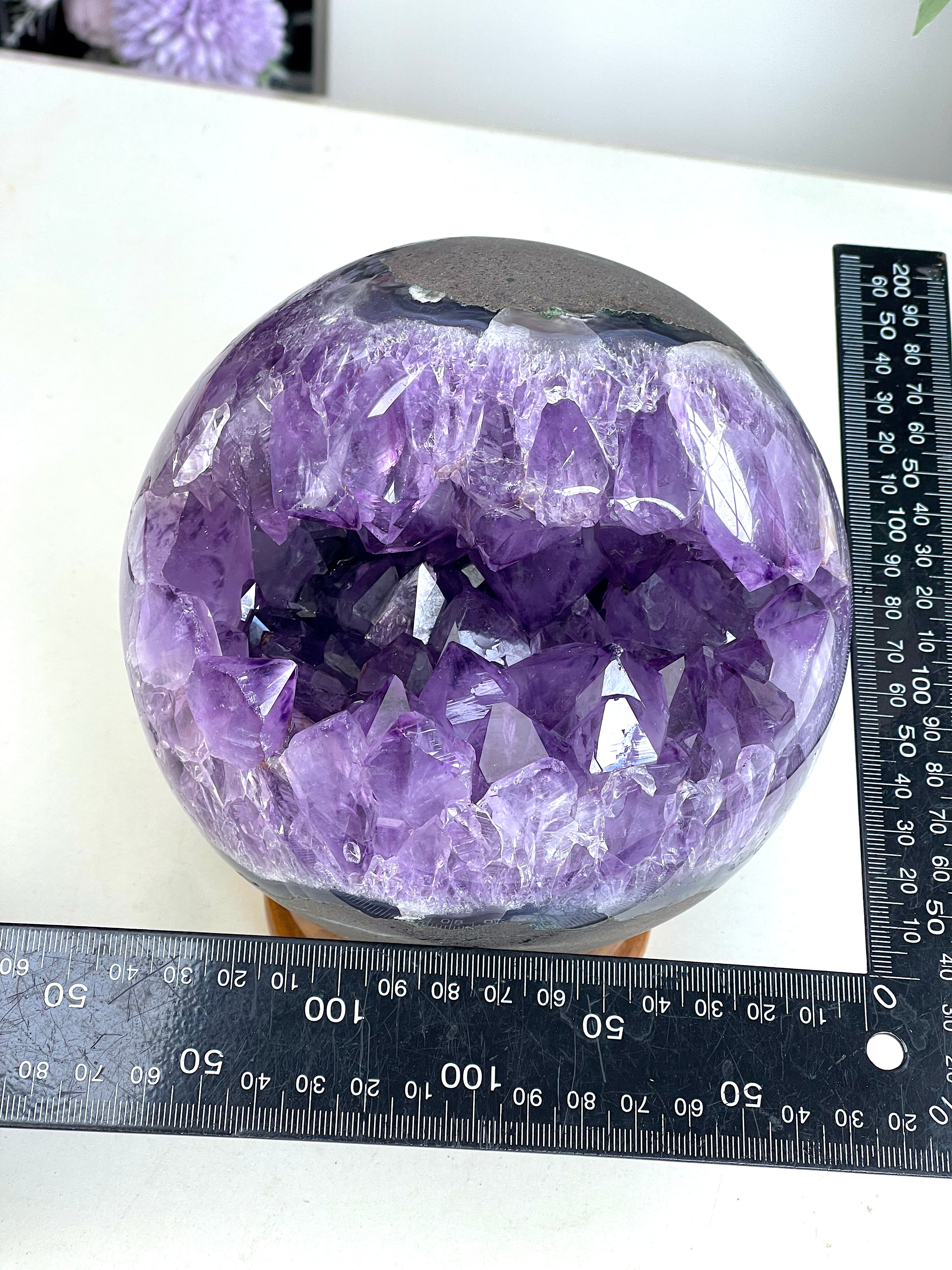 Amethyst Druzy Geode Sphere, Statement Natural Druzy Amethyst Sphere, unique gift, Crystal gift, Home Decor