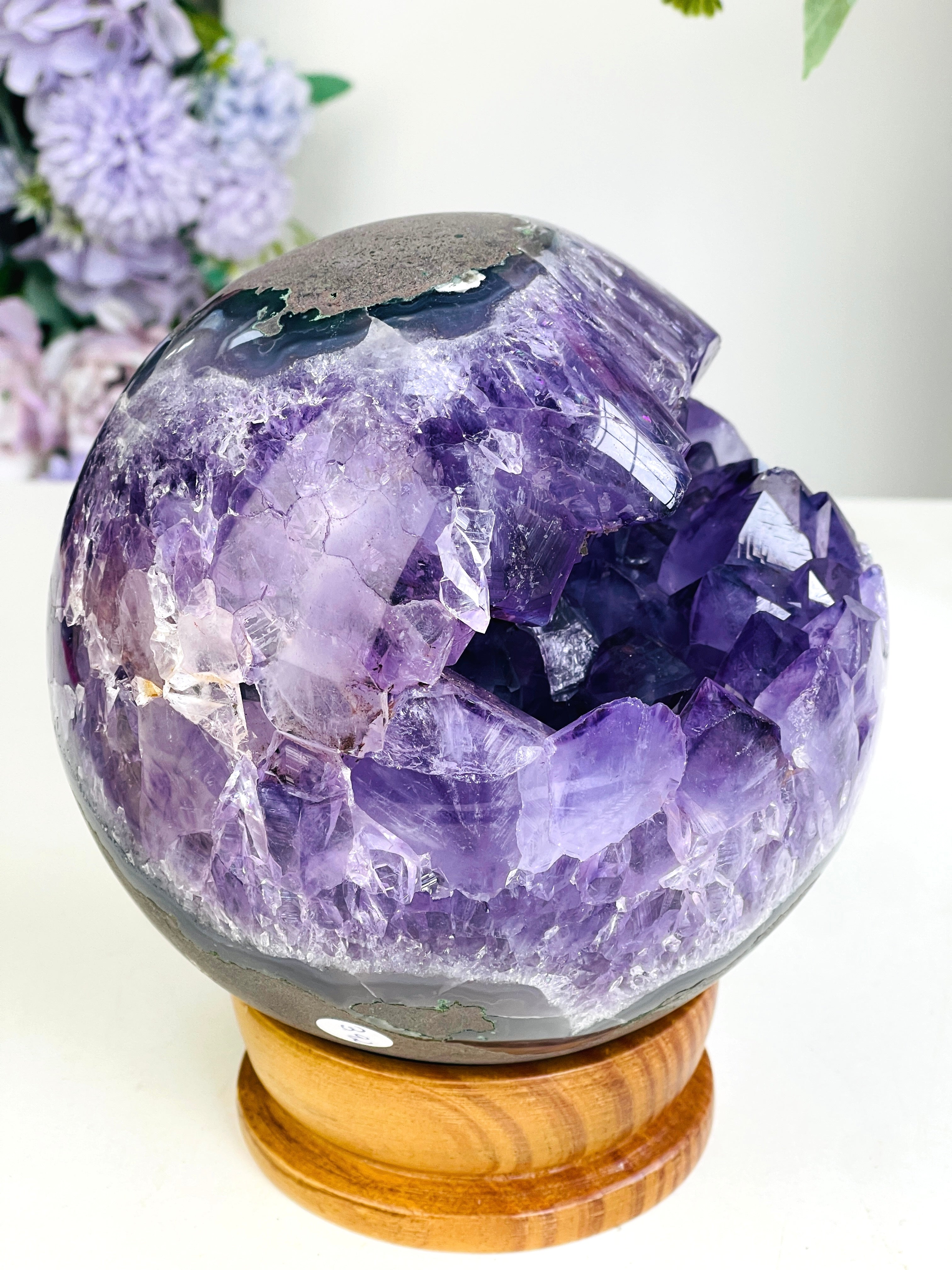 Amethyst Druzy Geode Sphere, Statement Natural Druzy Amethyst Sphere, unique gift, Crystal gift, Home Decor