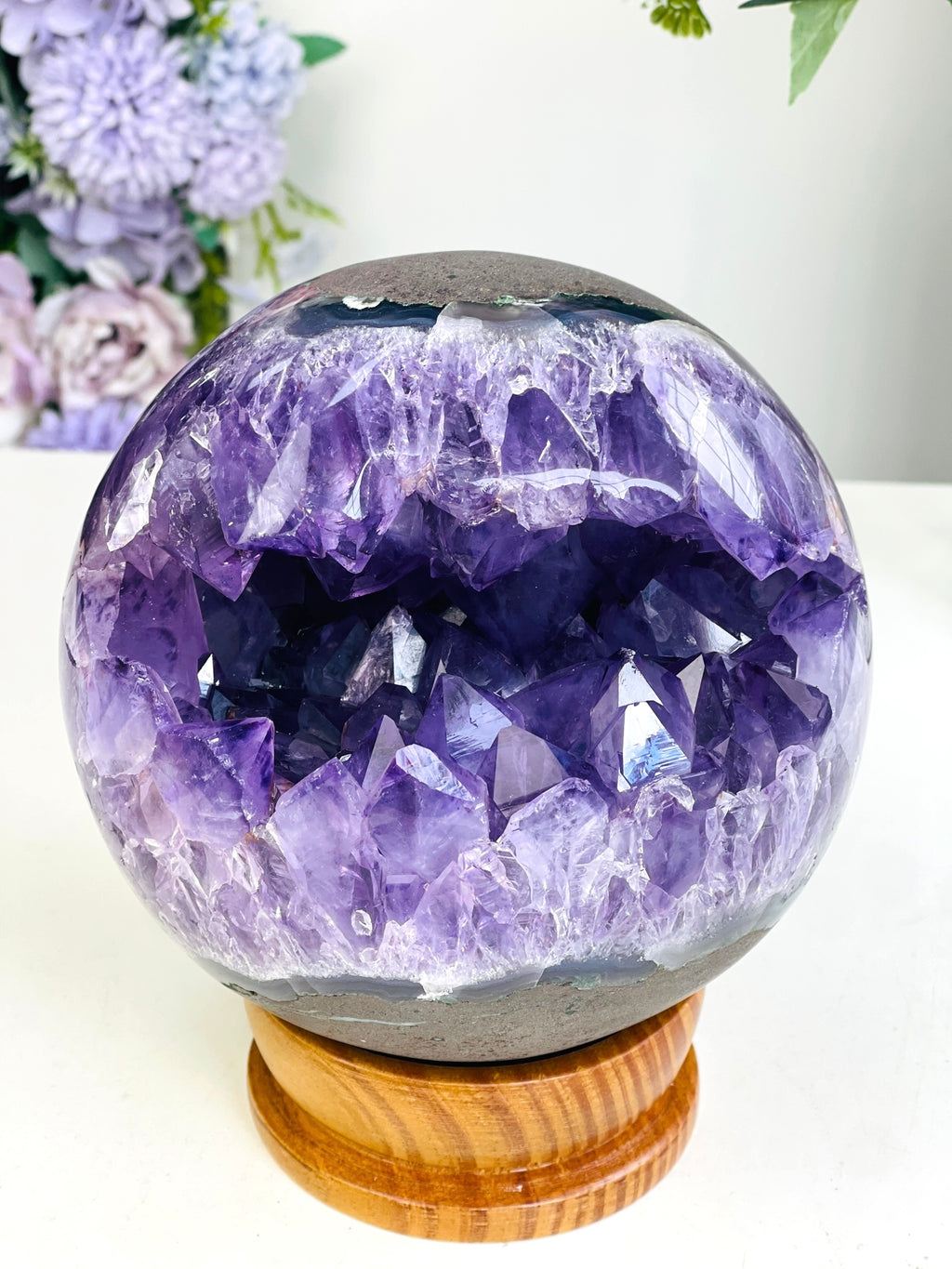 Amethyst Druzy Geode Sphere, Statement Natural Druzy Amethyst Sphere, unique gift, Crystal gift, Home Decor