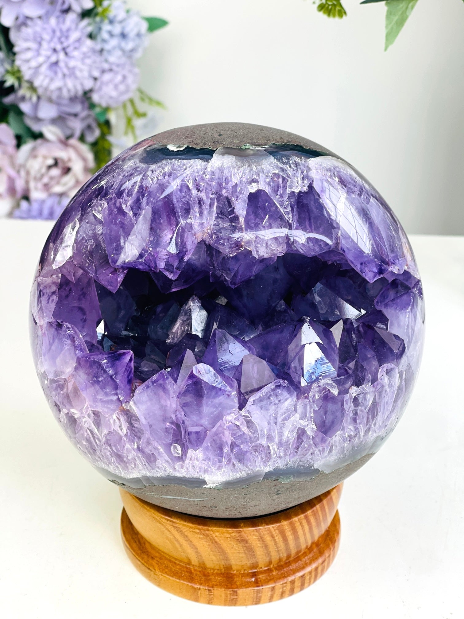 Amethyst Druzy Geode Sphere, Statement Natural Druzy Amethyst Sphere, unique gift, Crystal gift, Home Decor