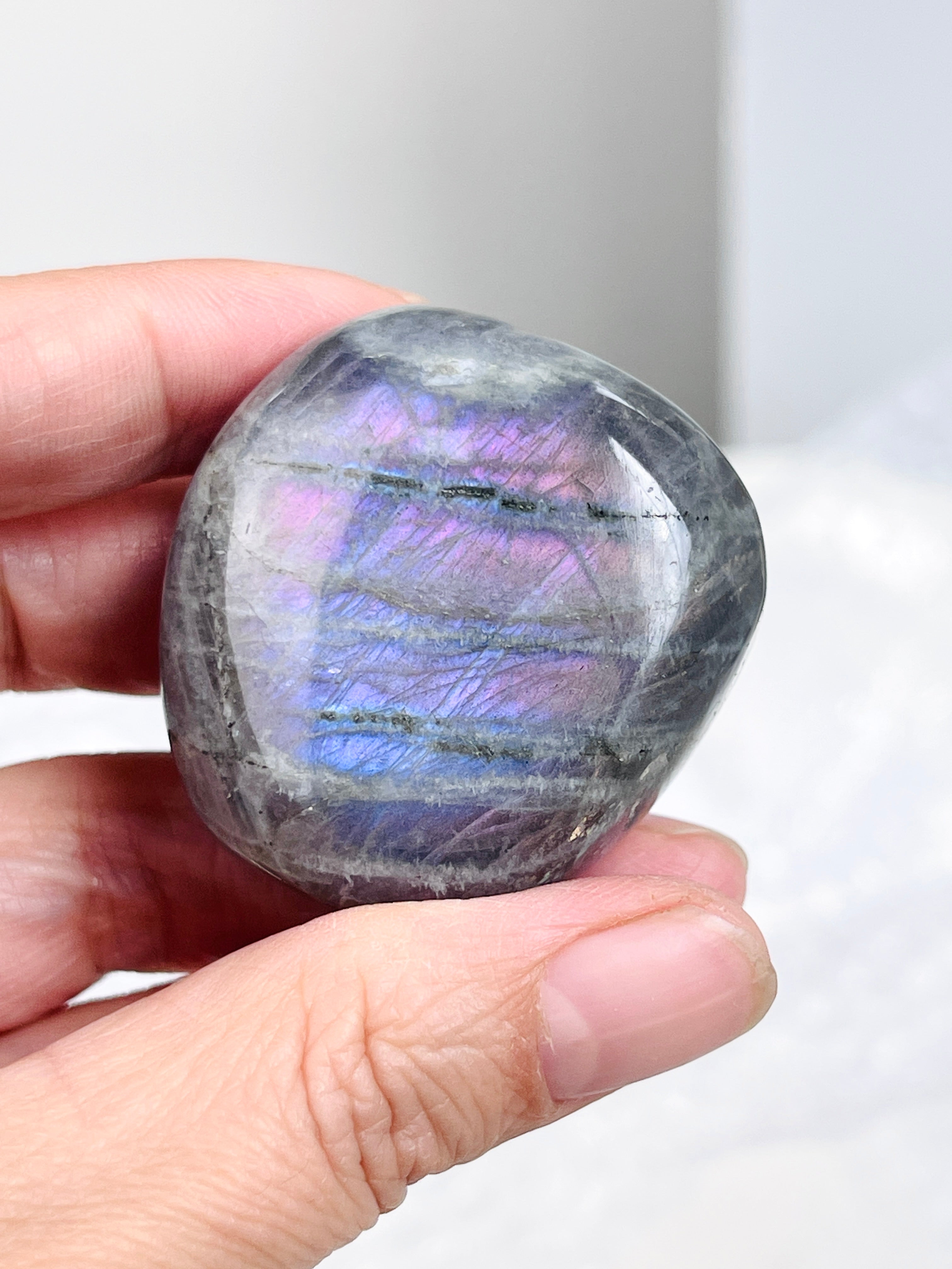 Sunset Labradorite Palm Stone, Purple and Orange Labradorite, crystal gift, healing crystal