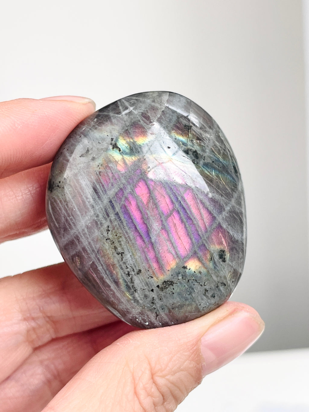 Sunset Labradorite Palm Stone, Purple and Orange Labradorite, crystal gift, healing crystal