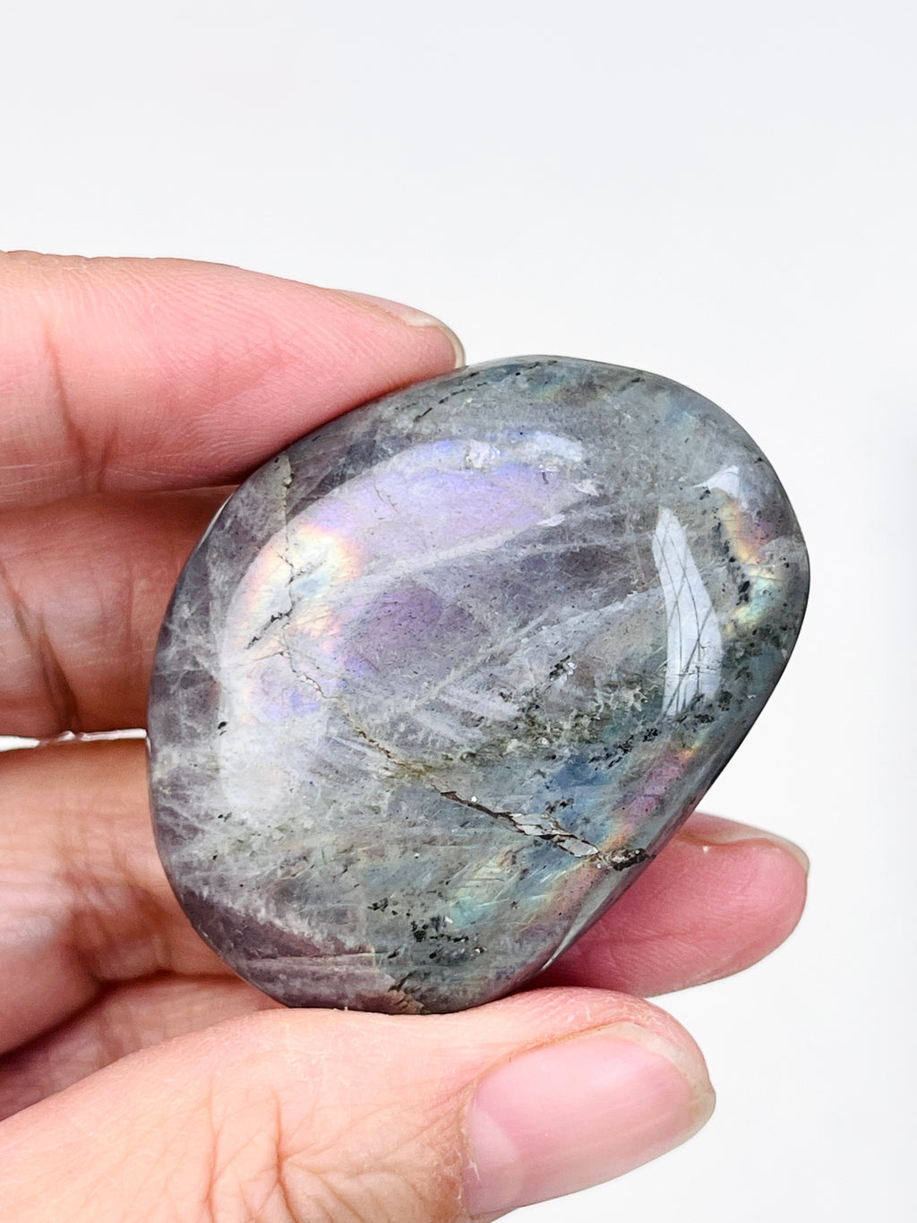 Sunset Labradorite Palm Stone, Purple and Orange Labradorite, crystal gift, healing crystal