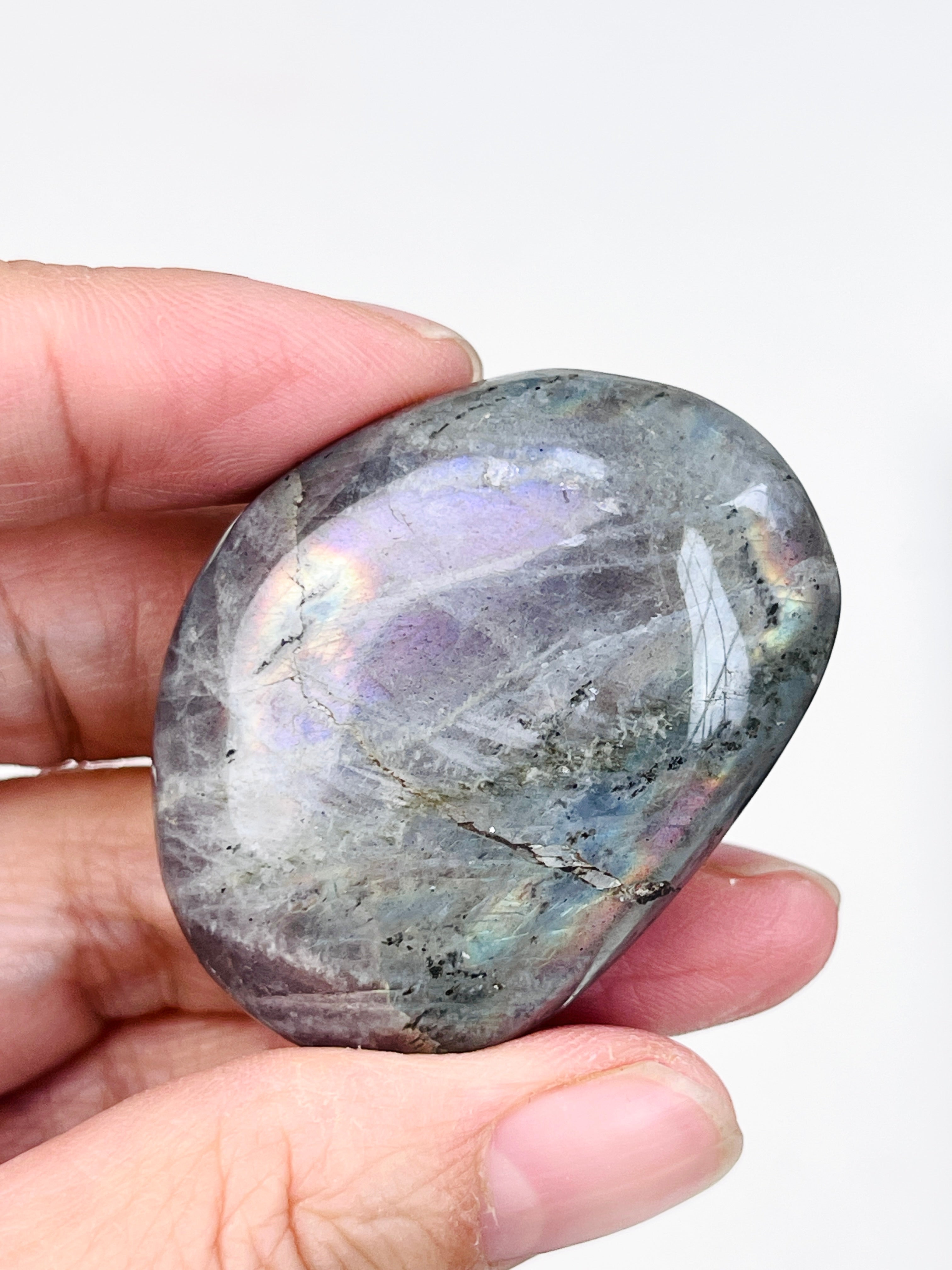 Sunset Labradorite Palm Stone, Purple and Orange Labradorite, crystal gift, healing crystal