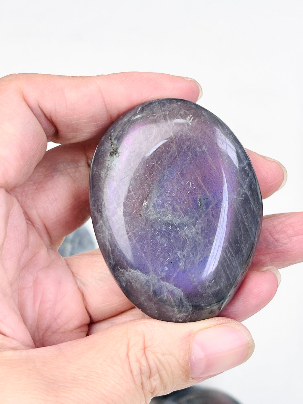 Sunset Labradorite Palm Stone, Purple and Orange Labradorite, crystal gift, healing crystal