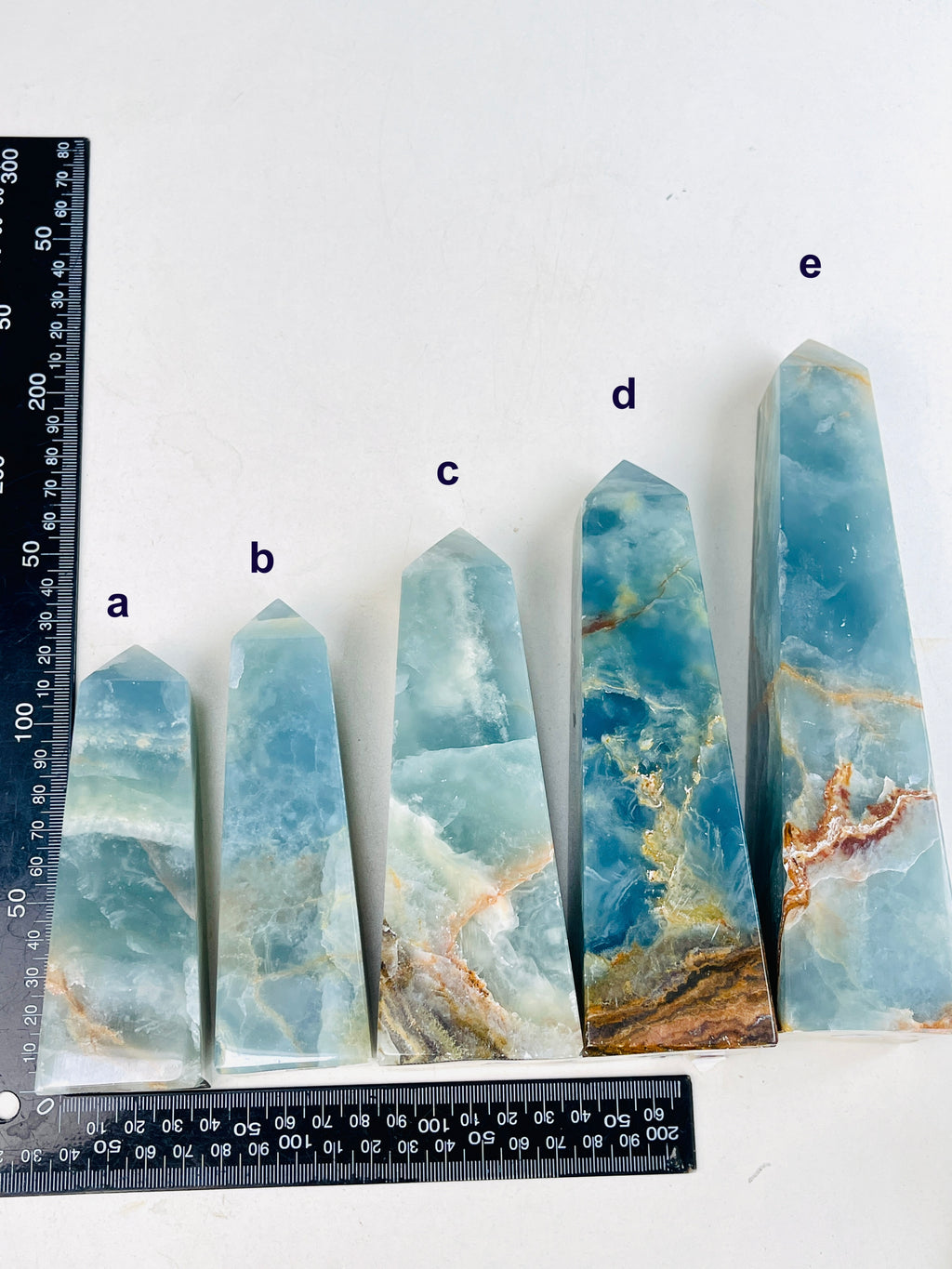 Lemurian Aquatine Calcite Tower : Rare Crystal Point, Large Blue Onyx Towers, Healing Stone