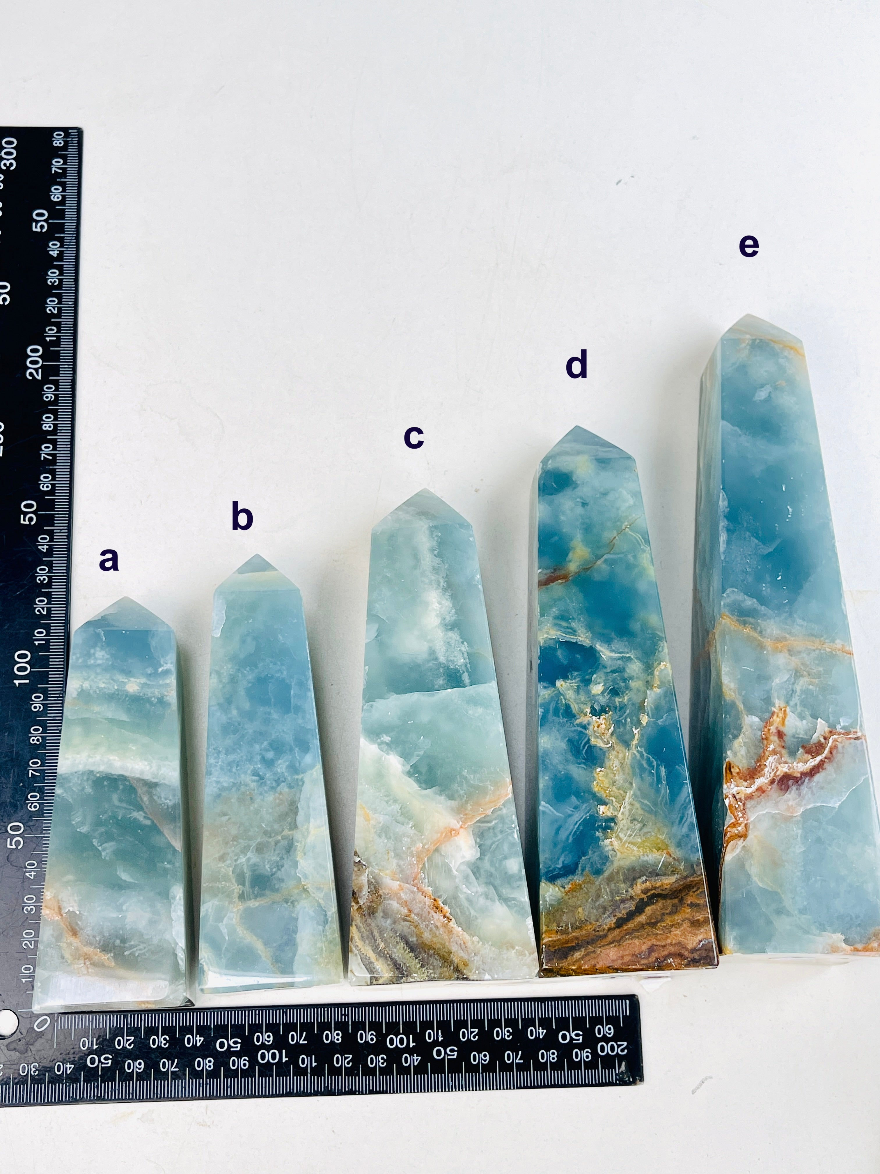Lemurian Aquatine Calcite Tower : Rare Crystal Point, Large Blue Onyx Towers, Healing Stone