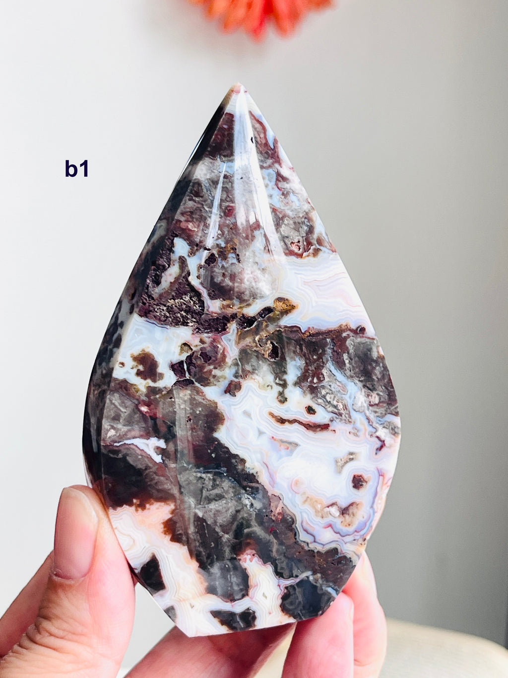 Mexican Lace Agate Flame – Polished Freeform, Red & Burgundy Banding