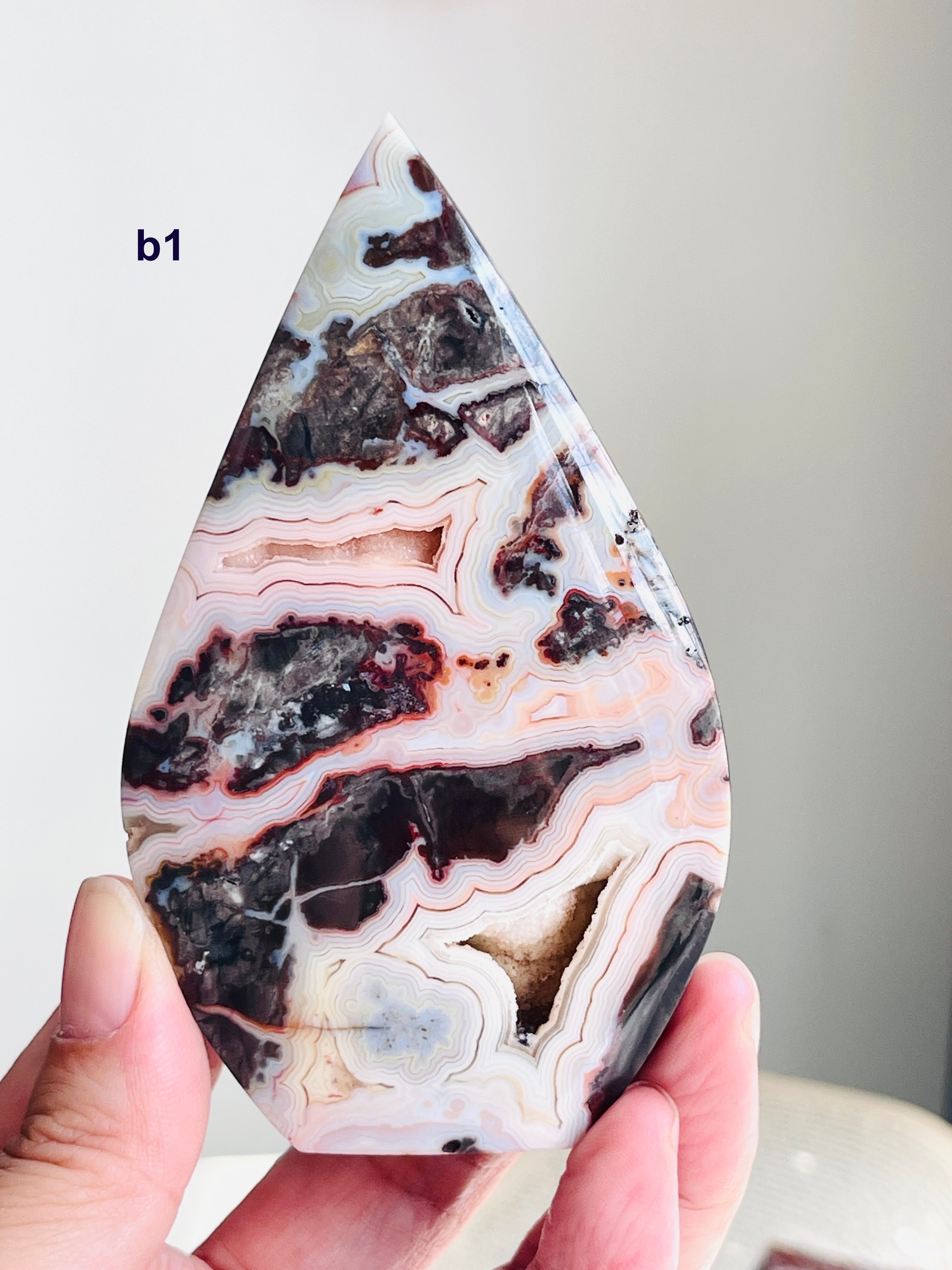 Mexican Lace Agate Flame – Polished Freeform, Red & Burgundy Banding