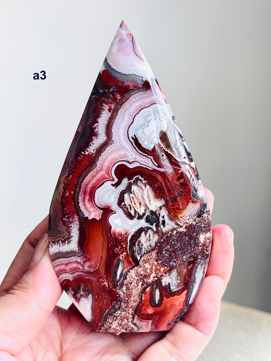 Mexican Lace Agate Flame – Polished Freeform, Red & Burgundy Banding