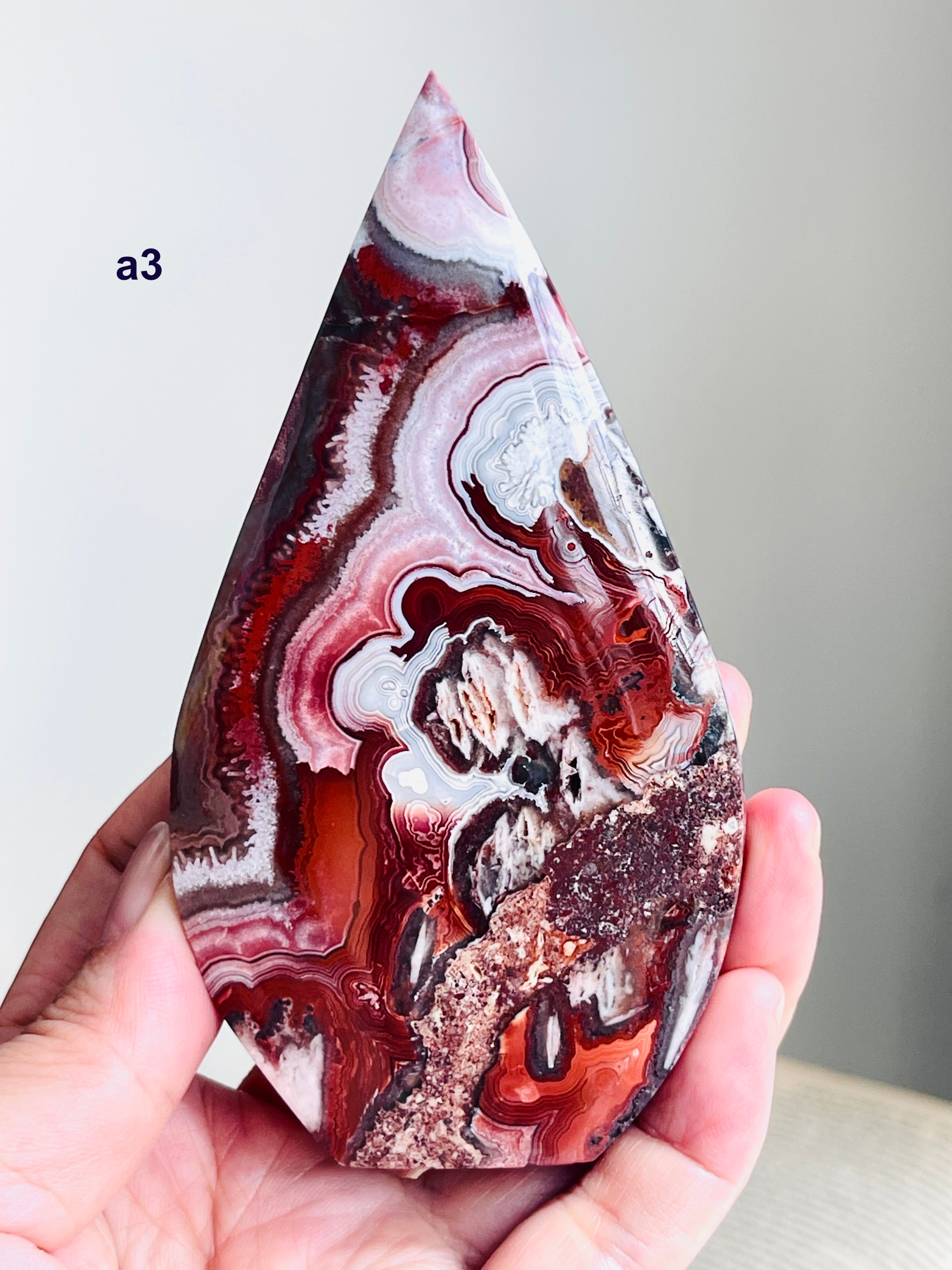 Mexican Lace Agate Flame – Polished Freeform, Red & Burgundy Banding