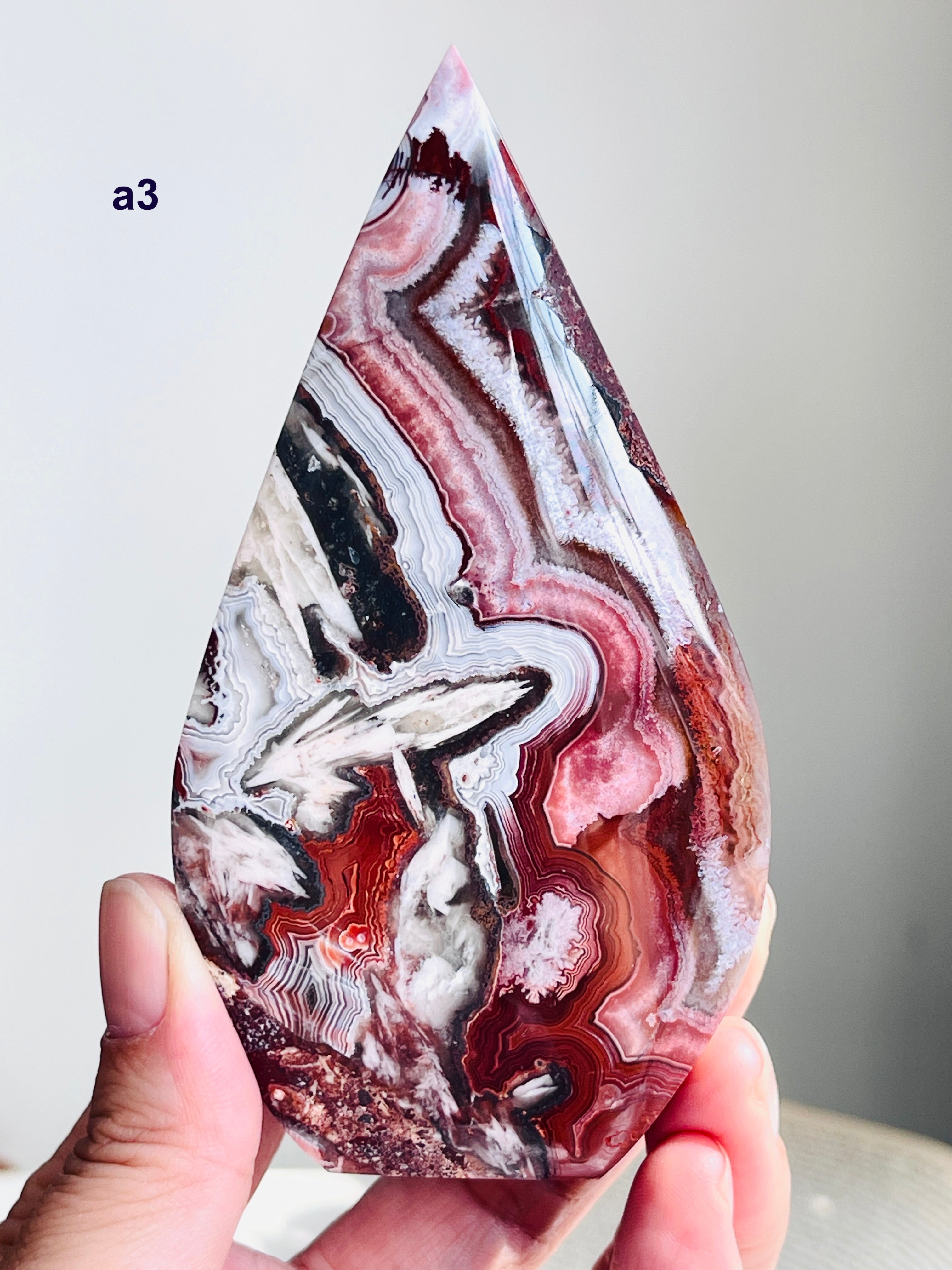 Mexican Lace Agate Flame – Polished Freeform, Red & Burgundy Banding