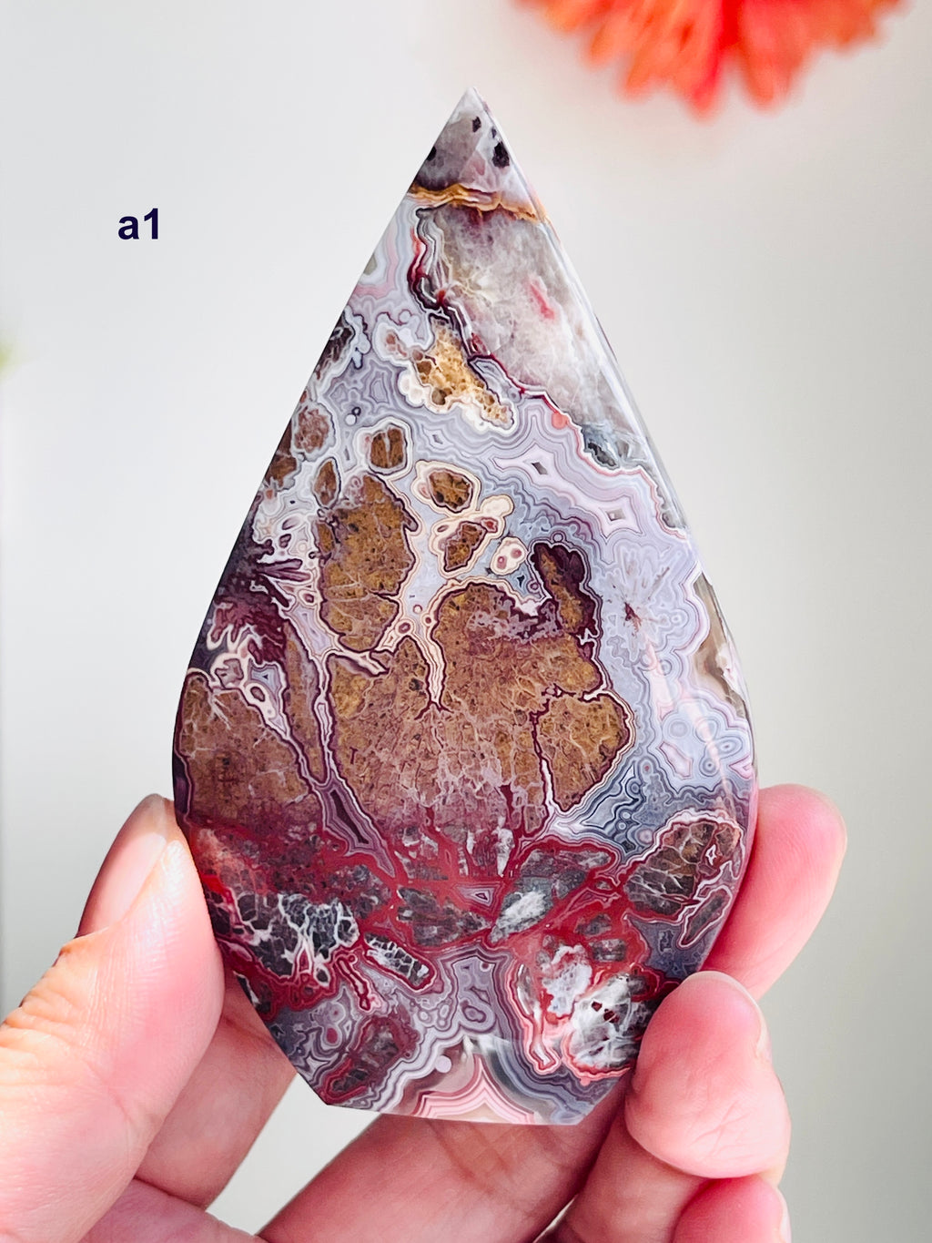 Mexican Lace Agate Flame – Polished Freeform, Red & Burgundy Banding