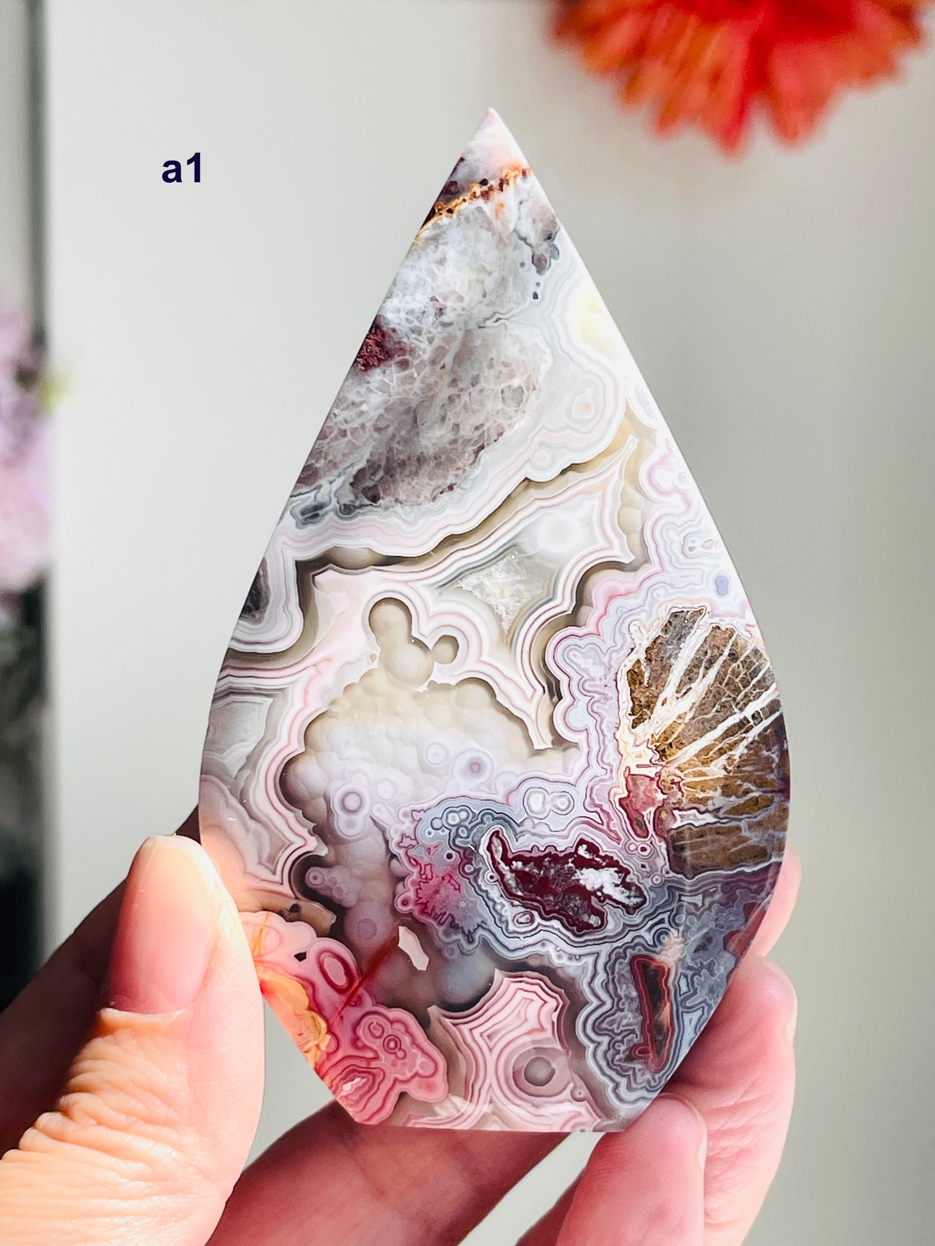 Mexican Lace Agate Flame – Polished Freeform, Red & Burgundy Banding