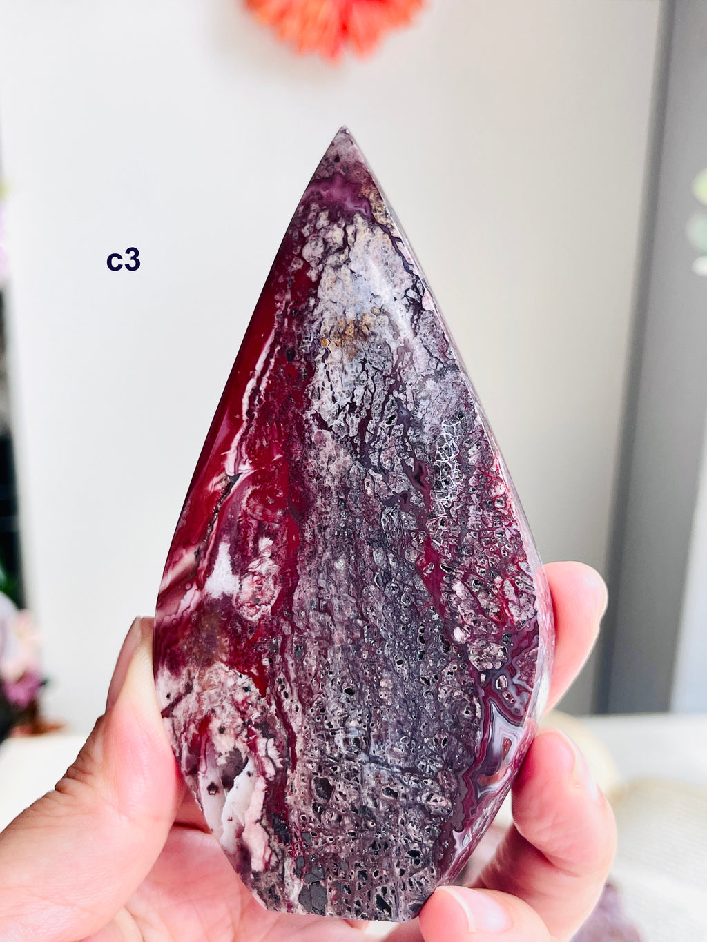 Mexican Lace Agate Flame – Polished Freeform, Red & Burgundy Banding