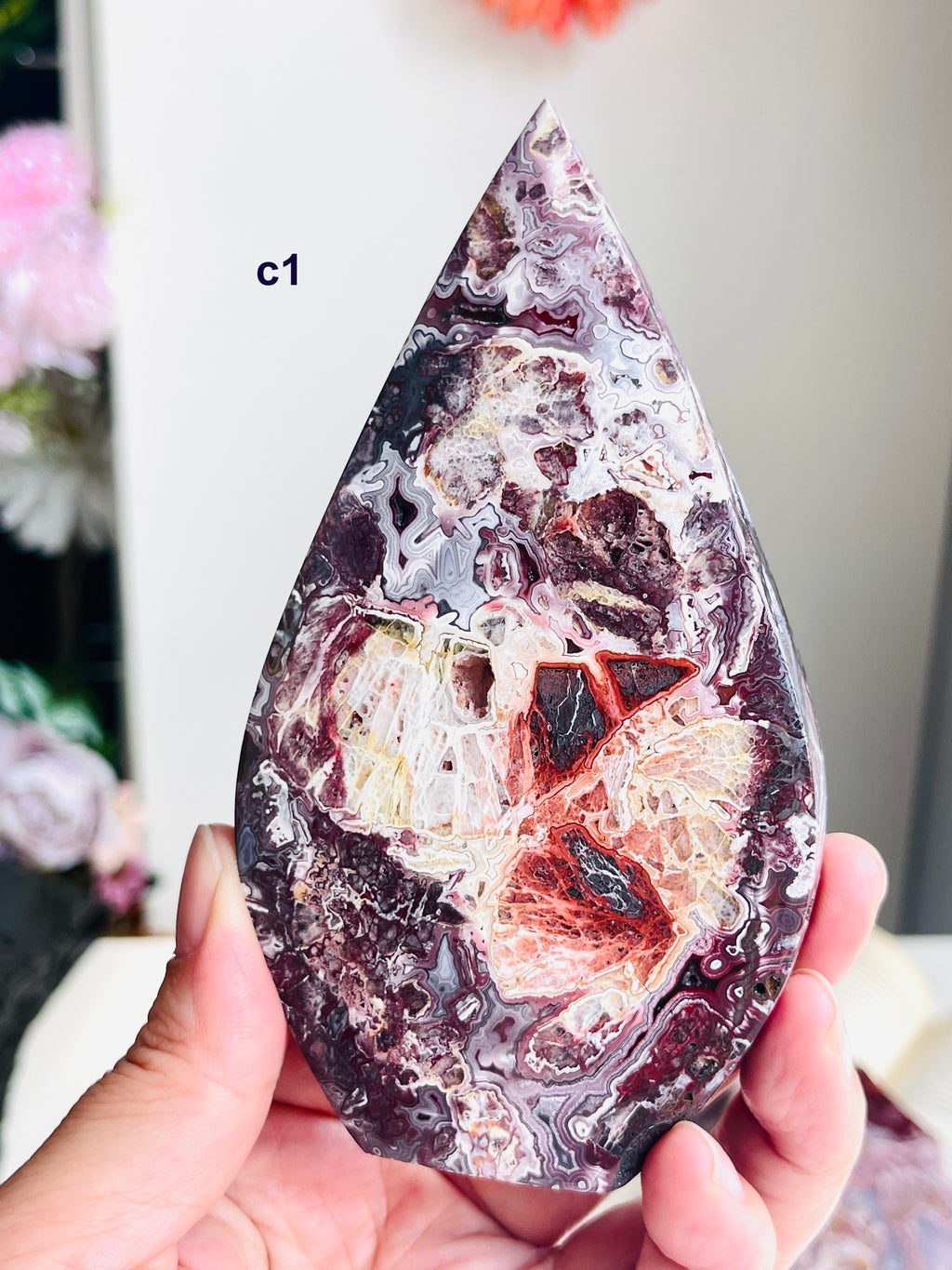 Mexican Lace Agate Flame – Polished Freeform, Red & Burgundy Banding