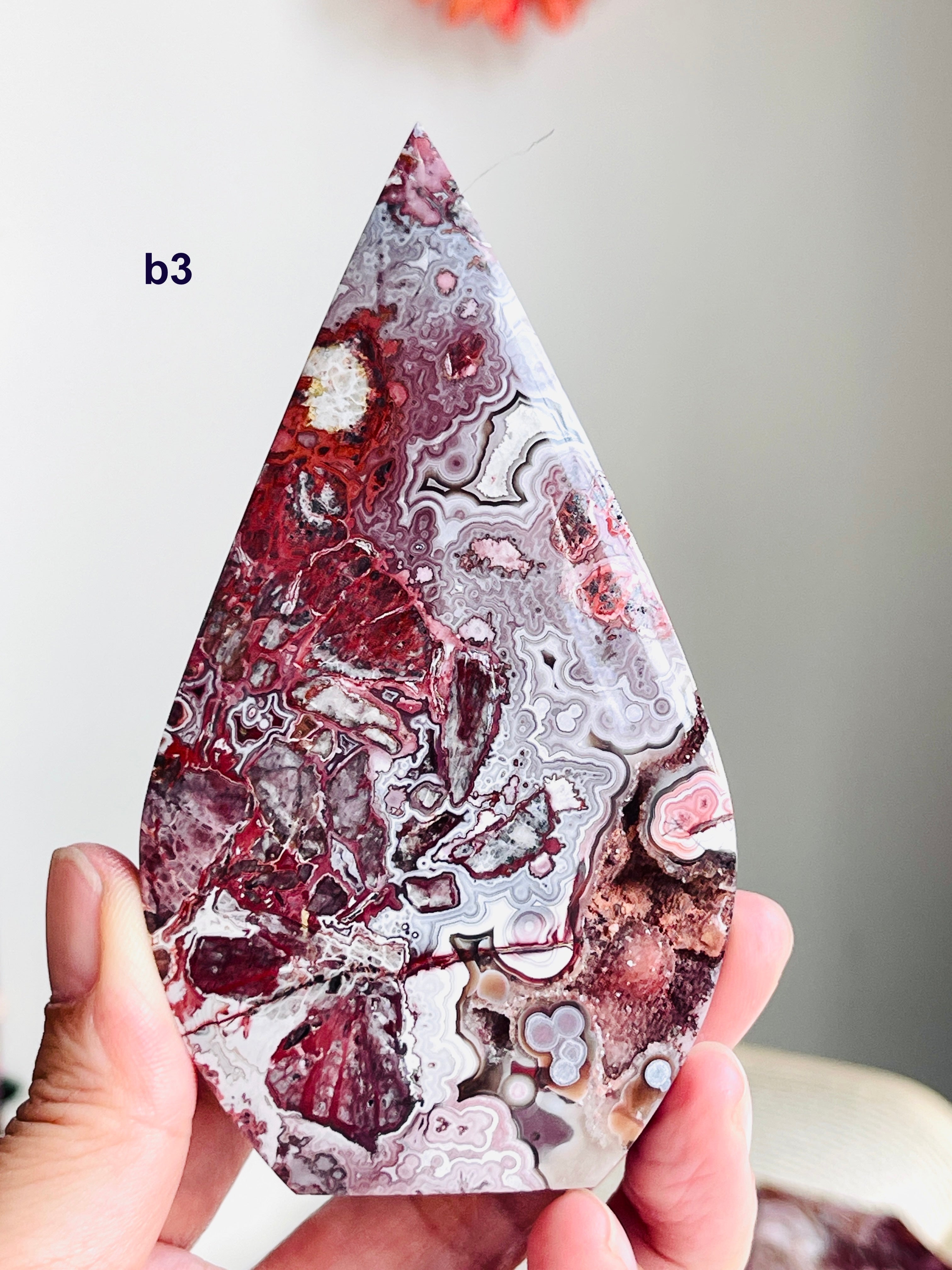 Mexican Lace Agate Flame – Polished Freeform, Red & Burgundy Banding