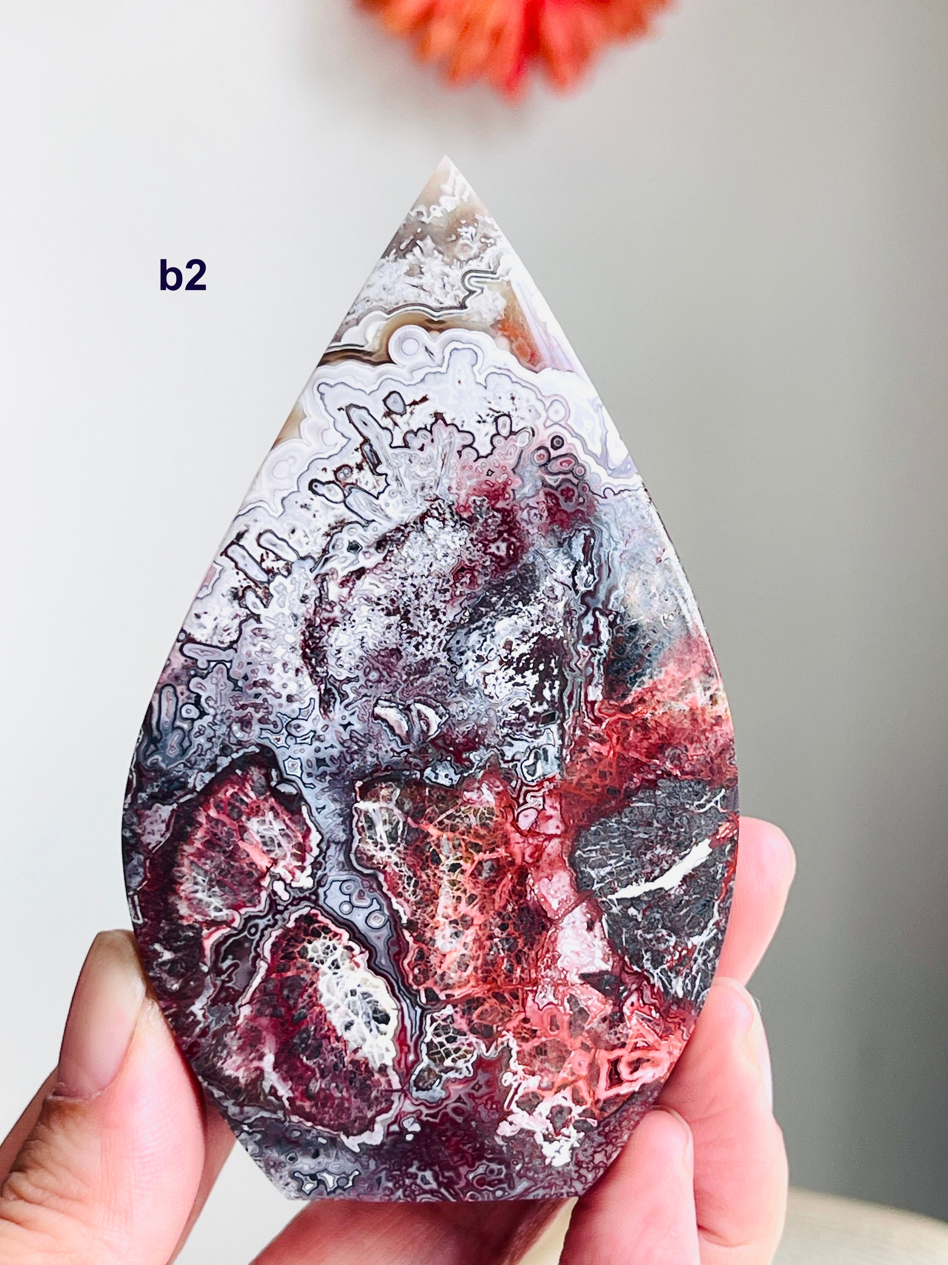 Mexican Lace Agate Flame – Polished Freeform, Red & Burgundy Banding