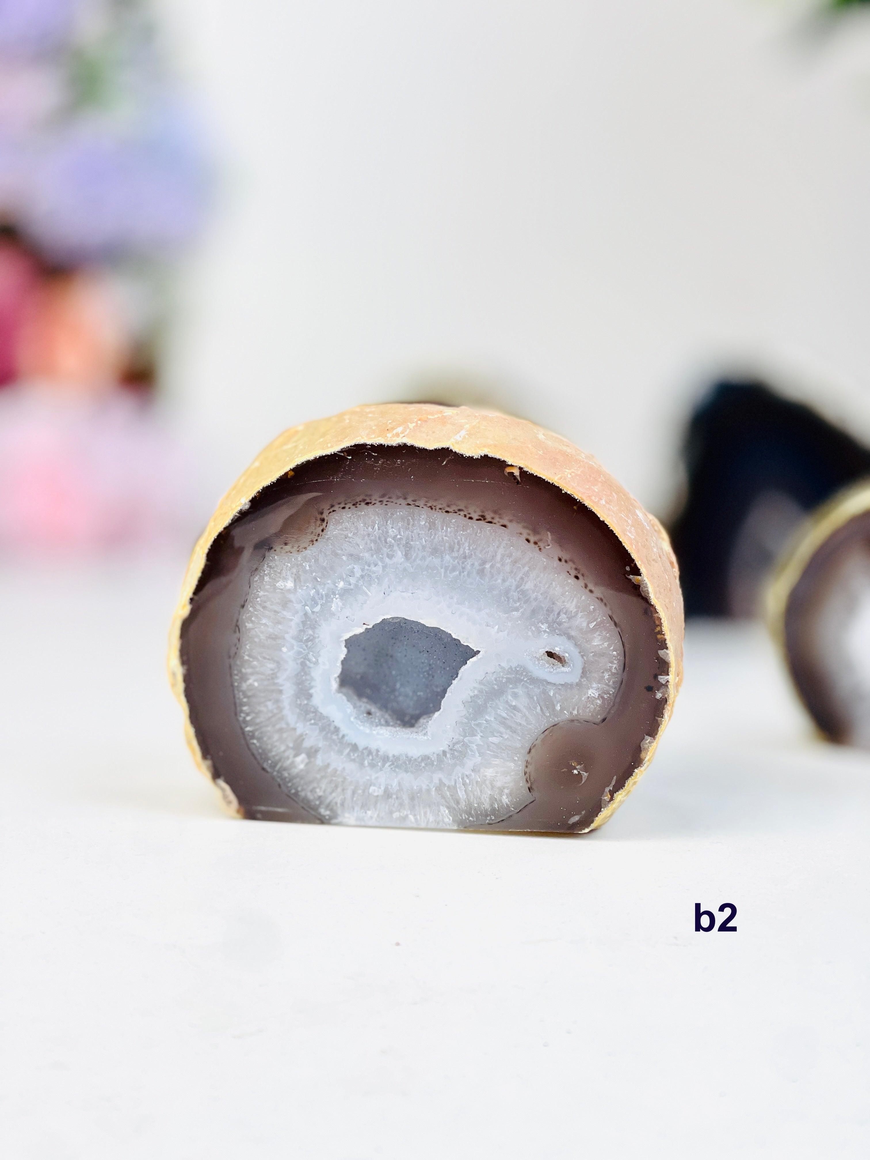 Brazilian Agate Crystal Cave - Cut Base Nodule (Un-dyed Earth Tones)