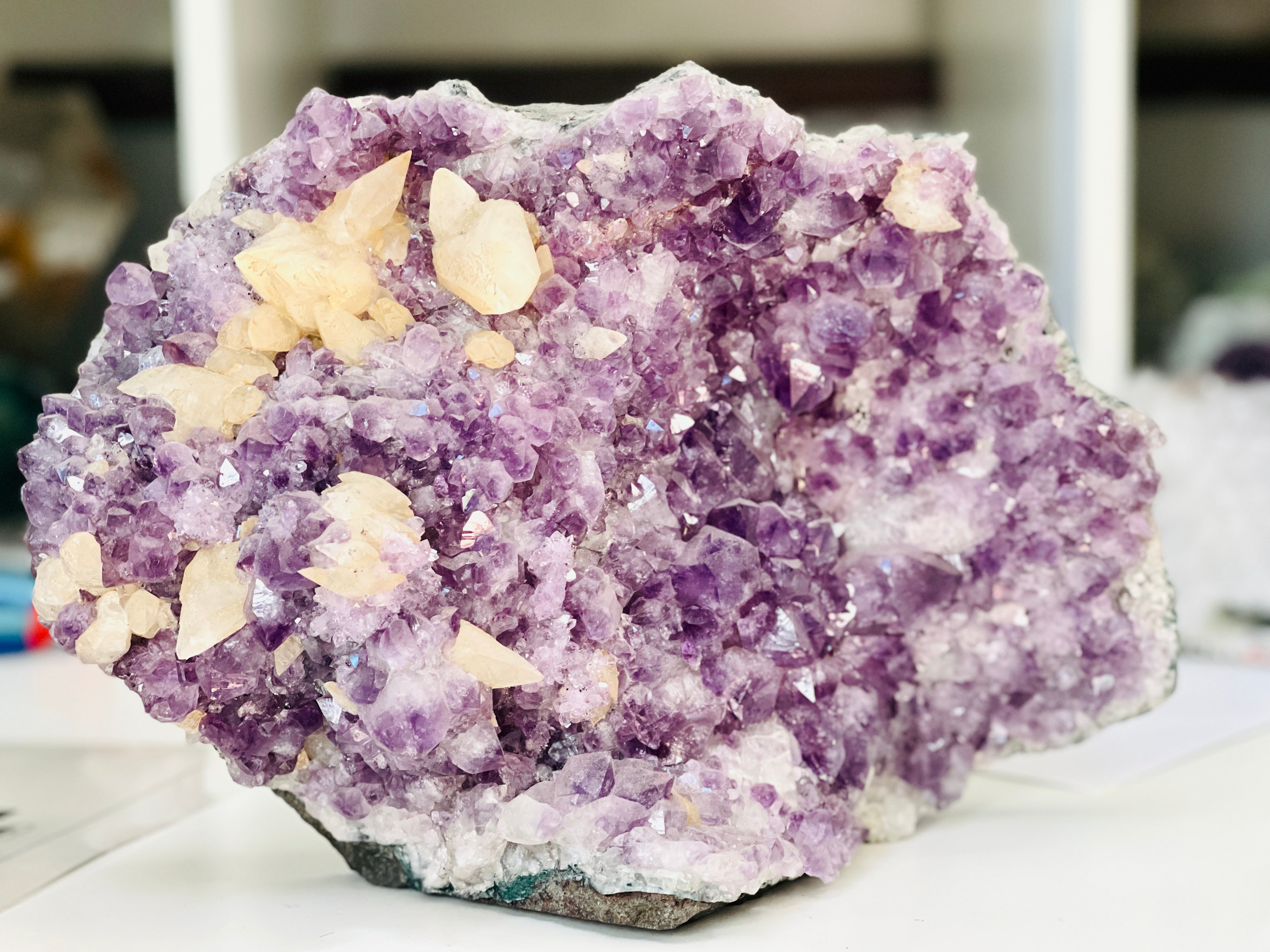Large Amethyst Geode with Calcite | 5kg Cathedral Specimen | Crystal Décor & Gift