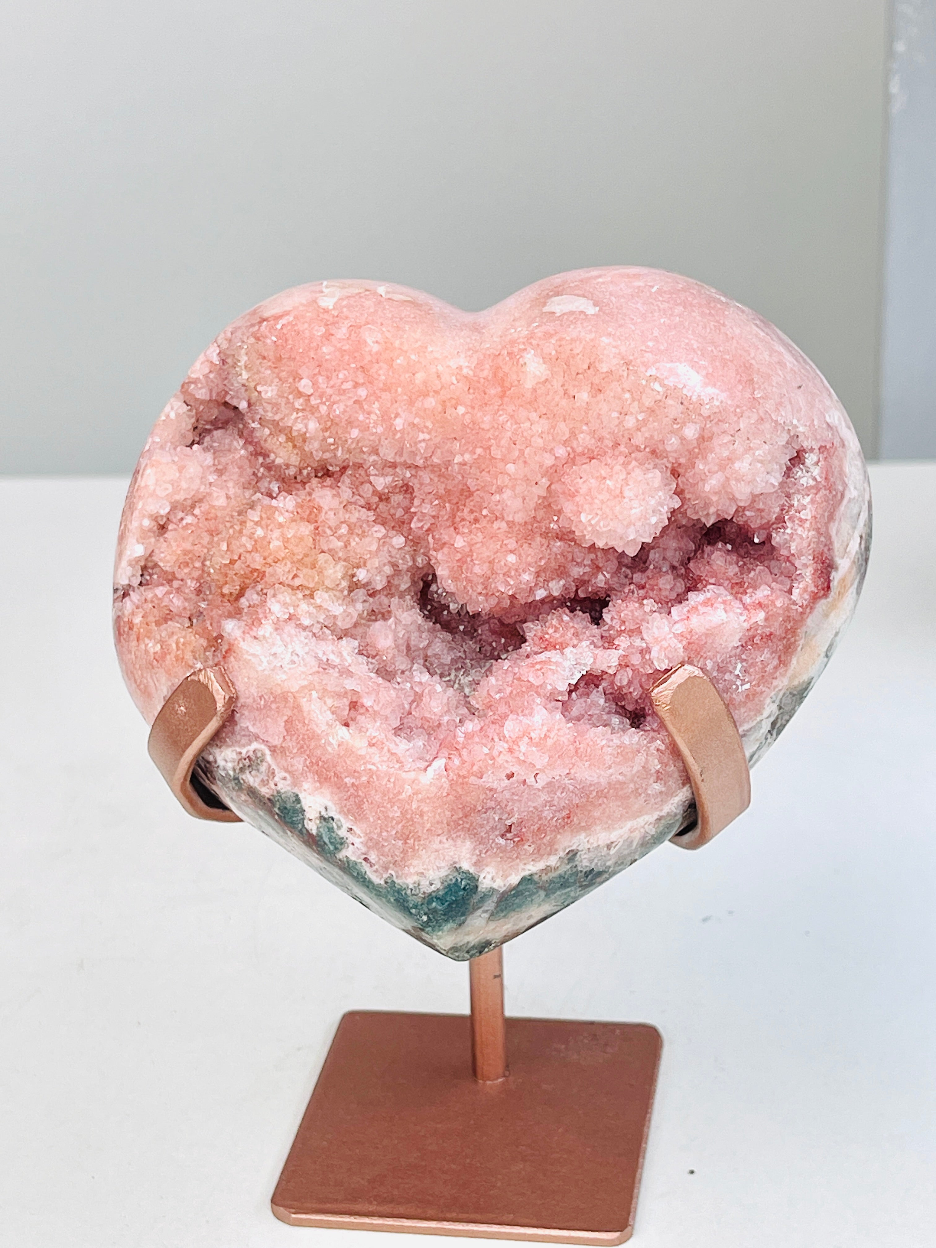 Pink Amethyst Druzy Heart on Bespoke Stand | Million Years Crystal