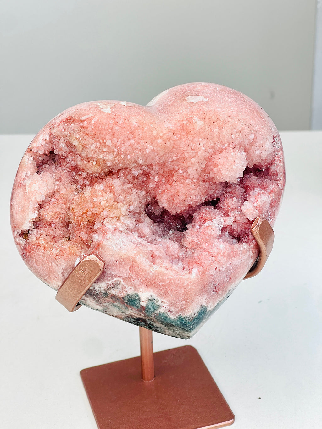 Pink Amethyst Druzy Heart on Bespoke Stand | Million Years Crystal